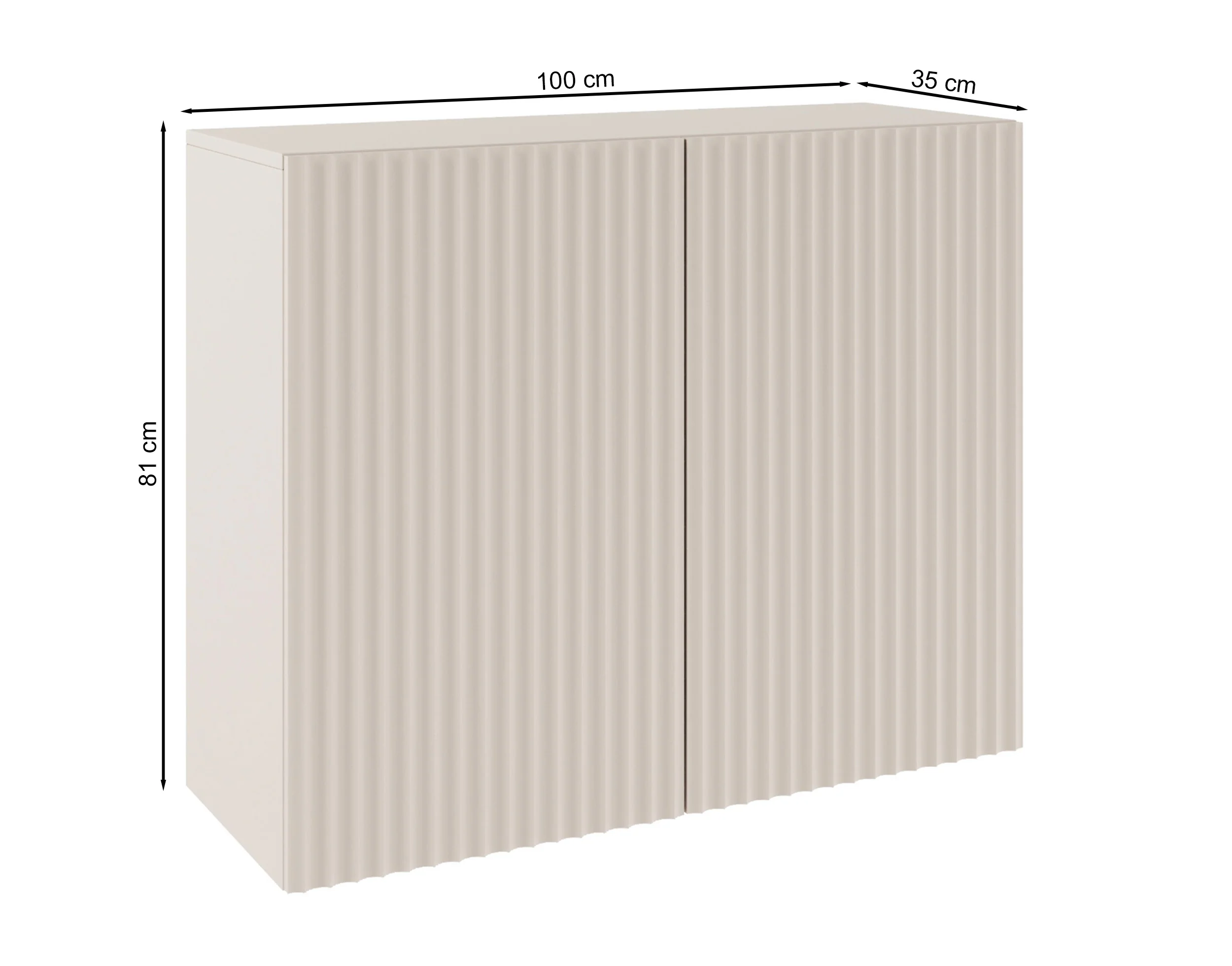 Komoda dwudrzwiowa Sunds z ryflowanymi frontami 100 cm kaszmir - Image 11