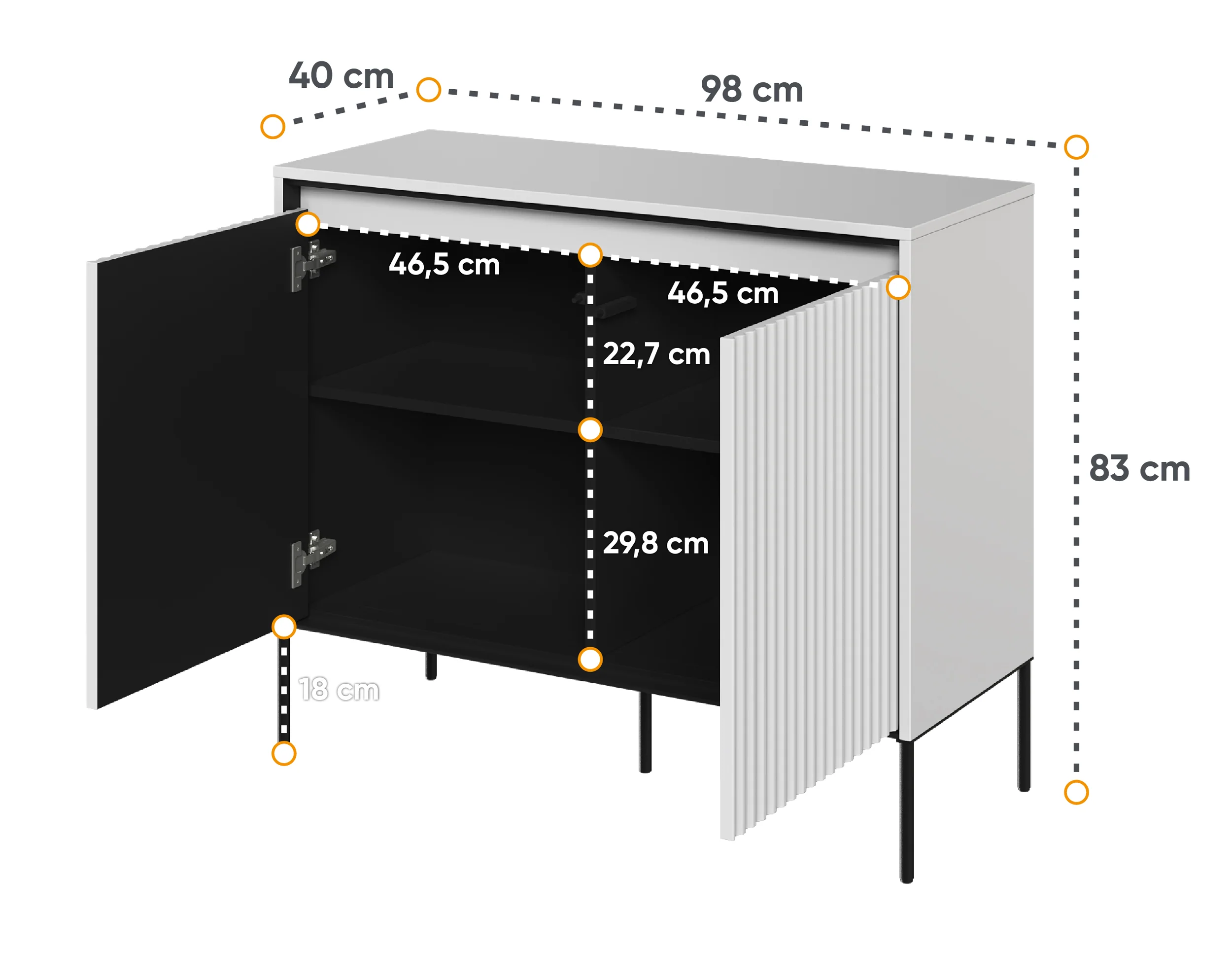 Komoda dwudrzwiowa Trend 98 cm z LED Biała - Image 4