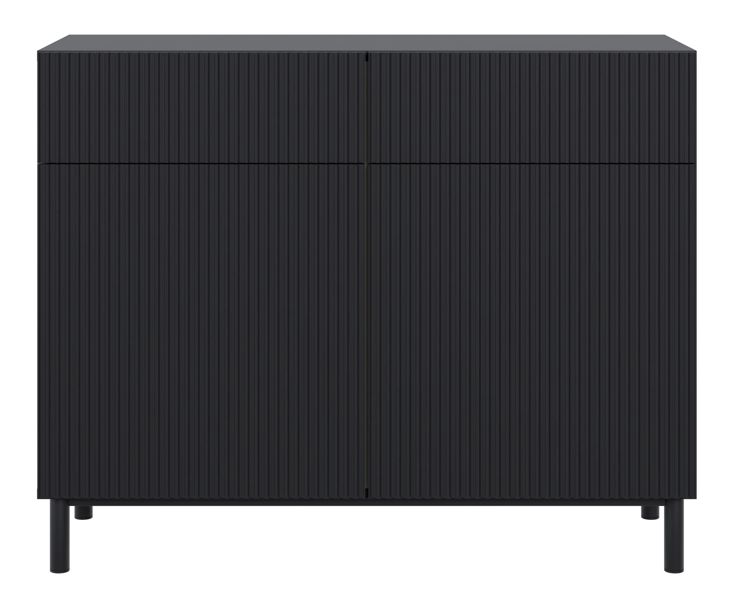 Komoda dwudrzwiowa Veldio New z frezowanym frontem i dwiema szufladami 100 cm czarna - Image 7