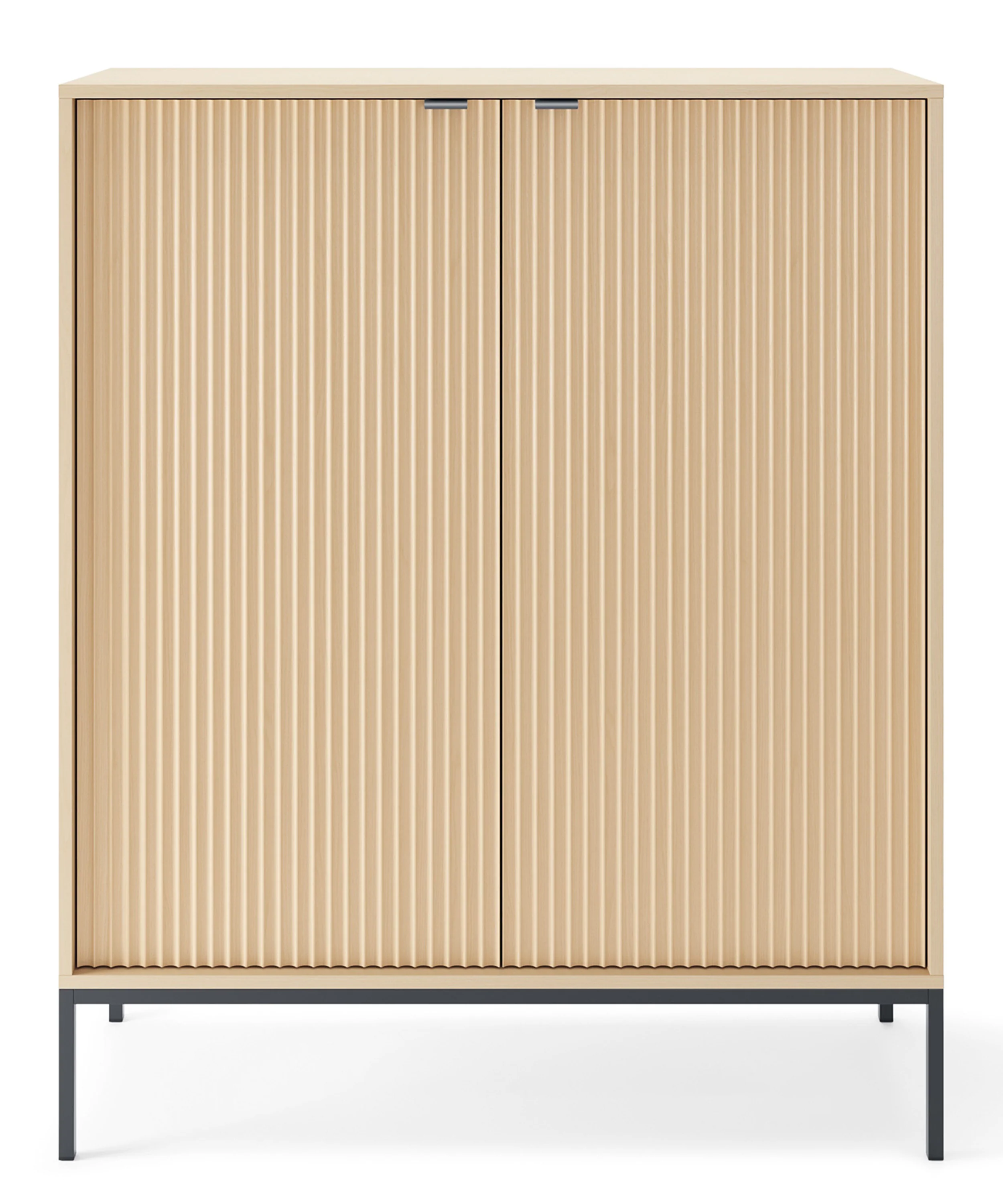 Komoda dwudrzwiowa Vellore z ryflowanym frontem 104 cm dąb vicenza na czarnych nóżkach - Image 7