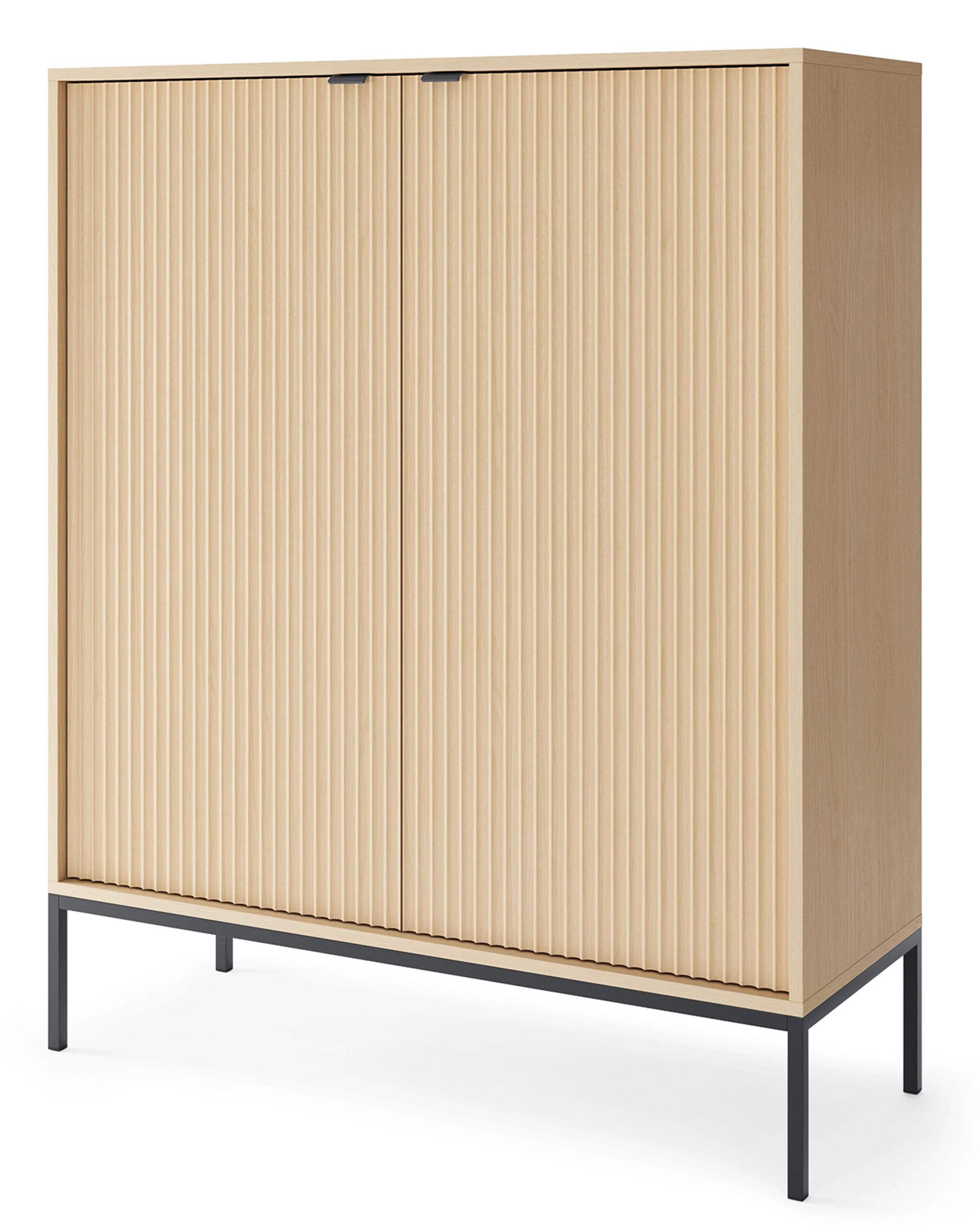 Komoda dwudrzwiowa Vellore z ryflowanym frontem 104 cm dąb vicenza na czarnych nóżkach - Image 8