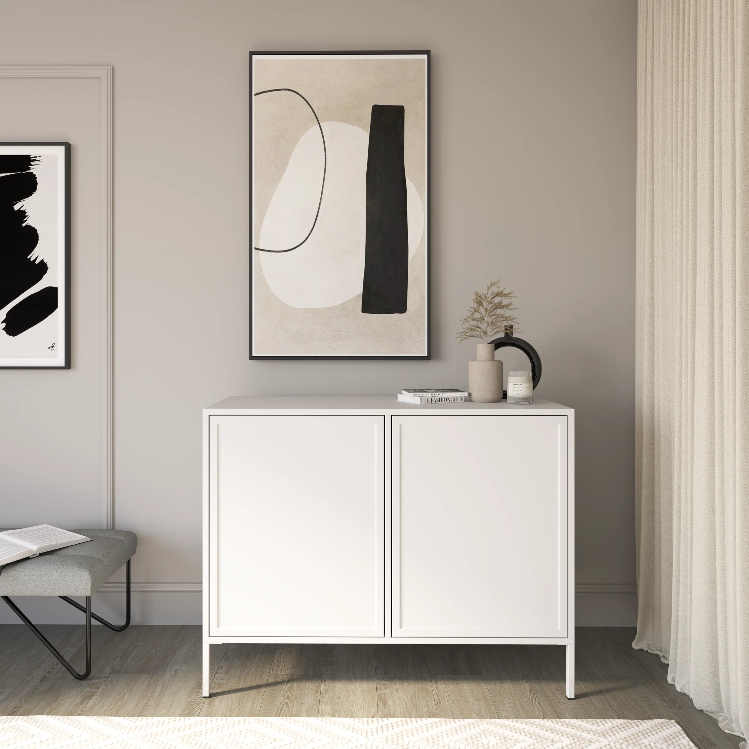 Komoda dwudrzwiowa Velveto 100 cm biały - Image 2