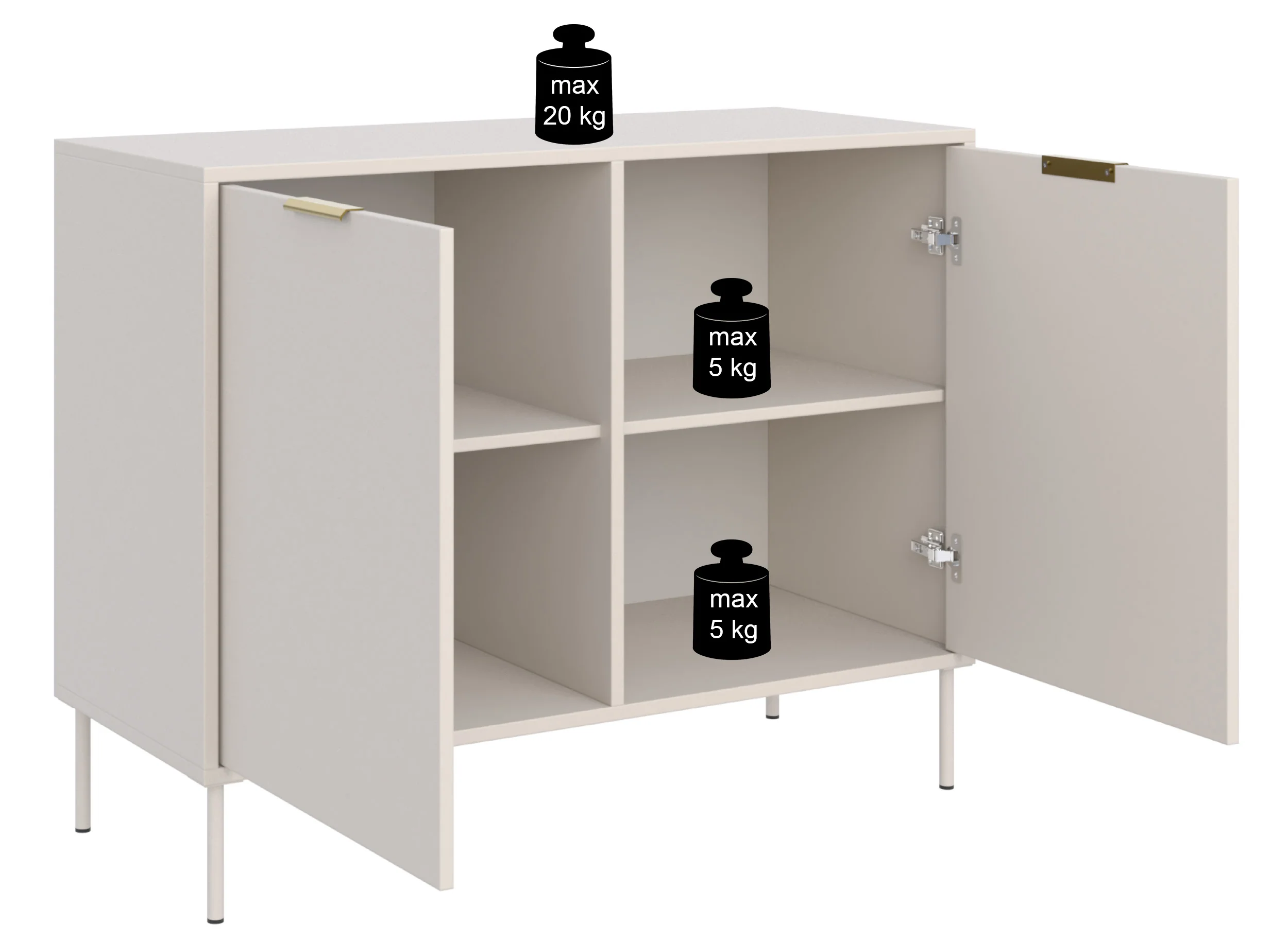 Komoda dwudrzwiowa Vena 100 cm biały - Image 7