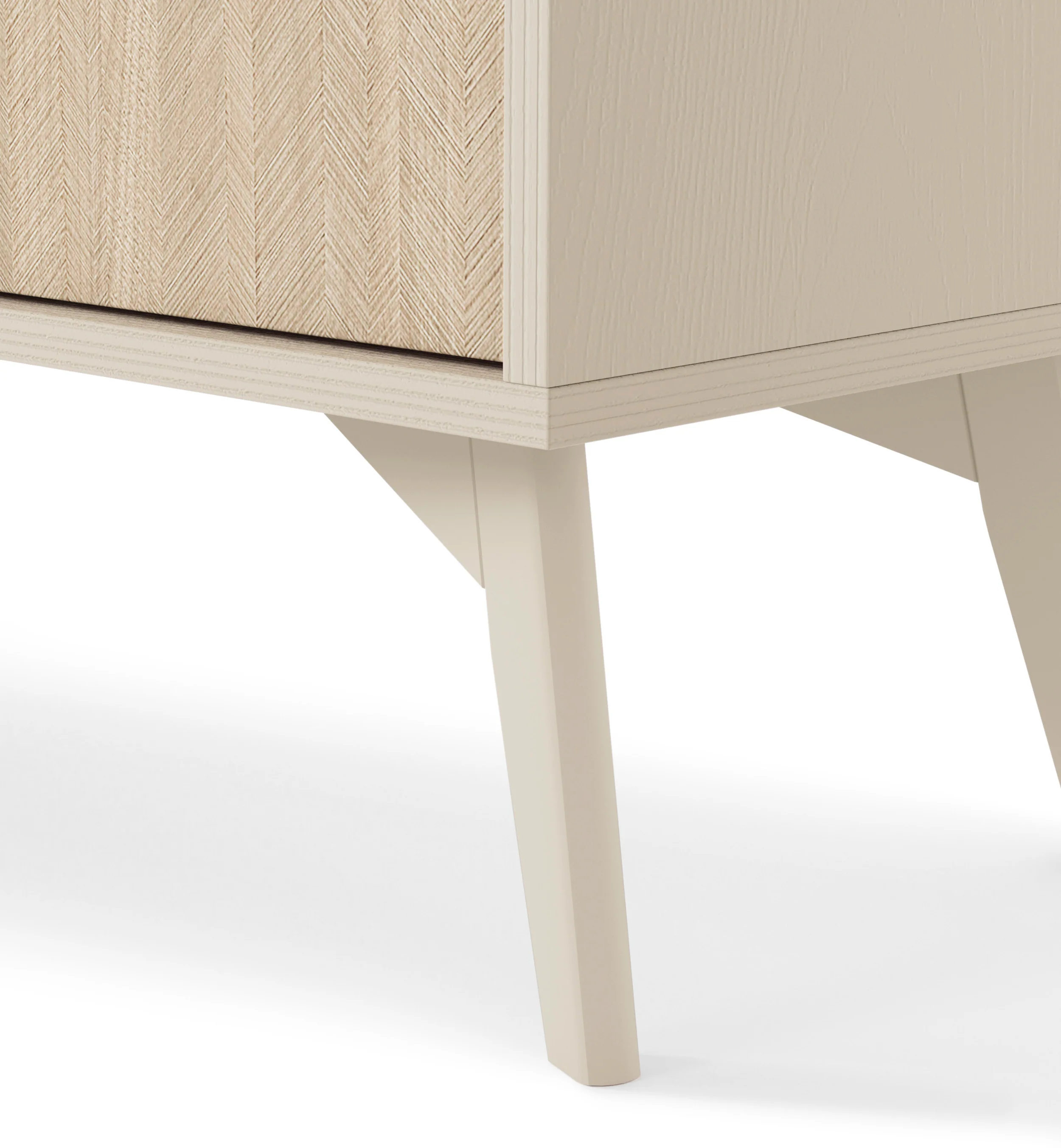 Komoda Favoria dwudrzwiowa z szufladami 158 cm beżowa/jodełka scandi ze złotymi uchwytami - Image 8