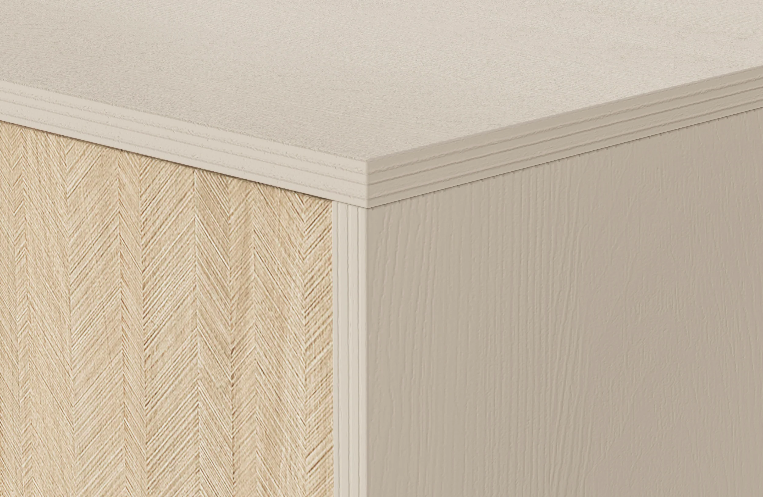 Komoda Favoria z szufladami 106 cm beżowa/jodełka scandi ze złotymi uchwytami - Image 7