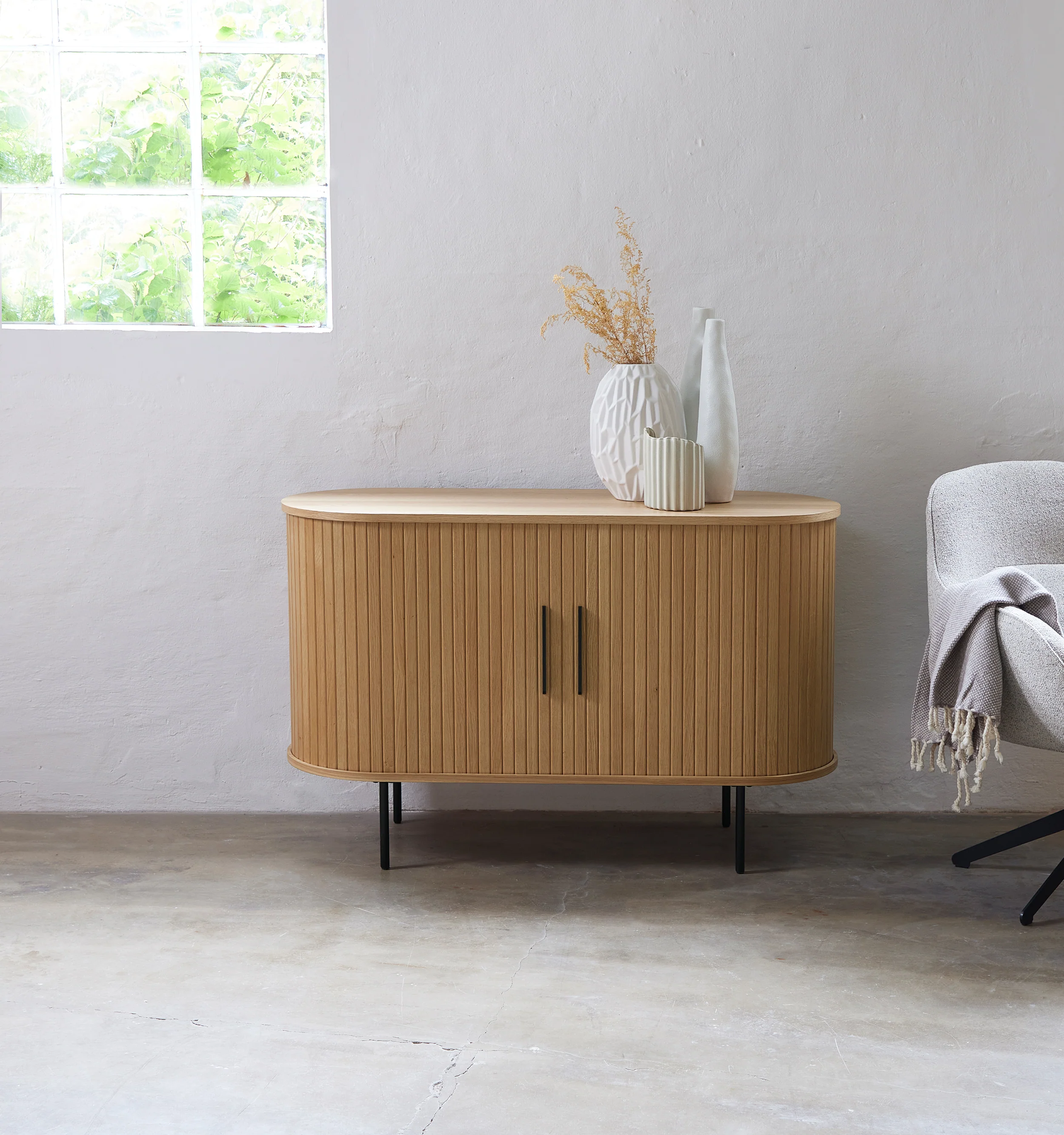 Komoda Gativel 120 cm lamele dąb naturalny - Image 2