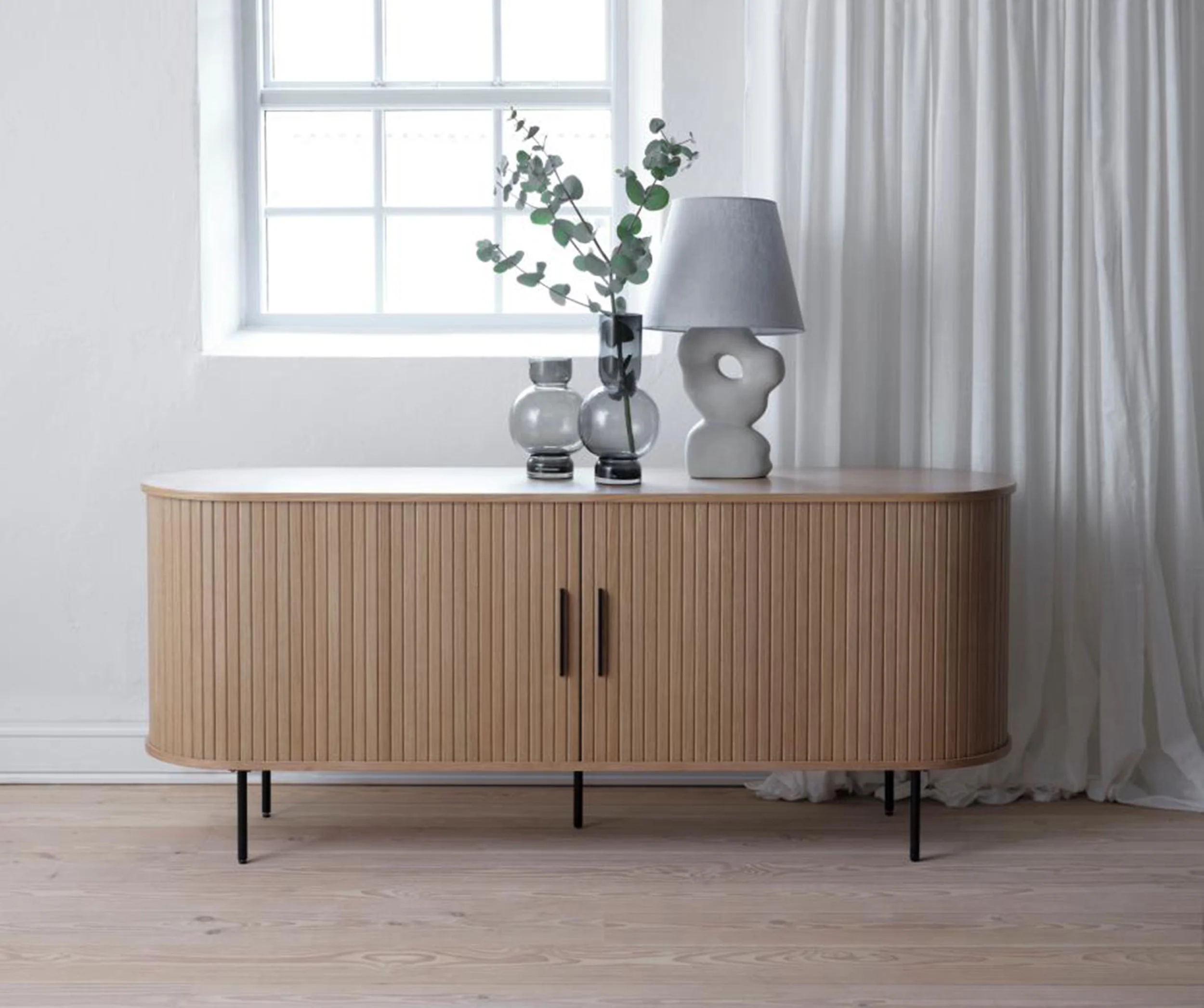 Komoda Gativel lamele 180 cm dąb naturalny - Image 2