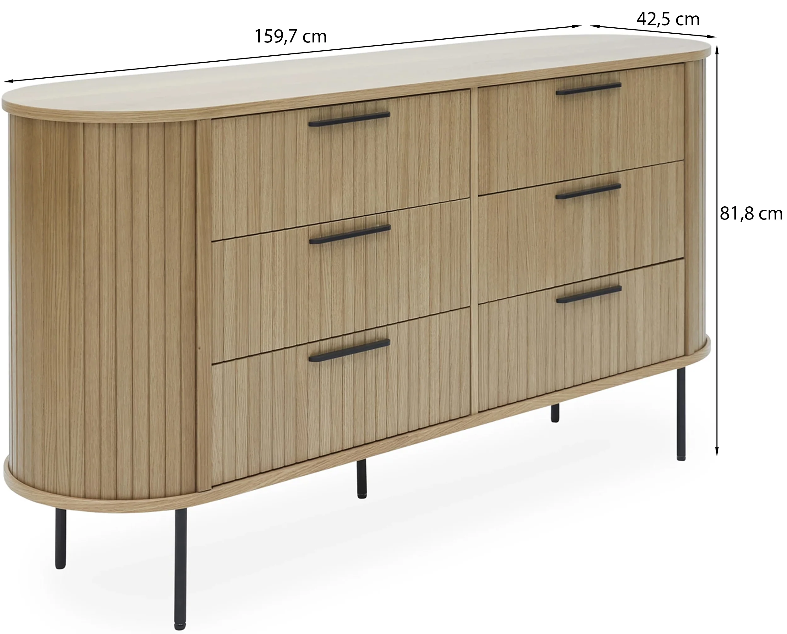 Komoda Gativel z sześcioma szufladami lamele dąb naturalny - Image 7