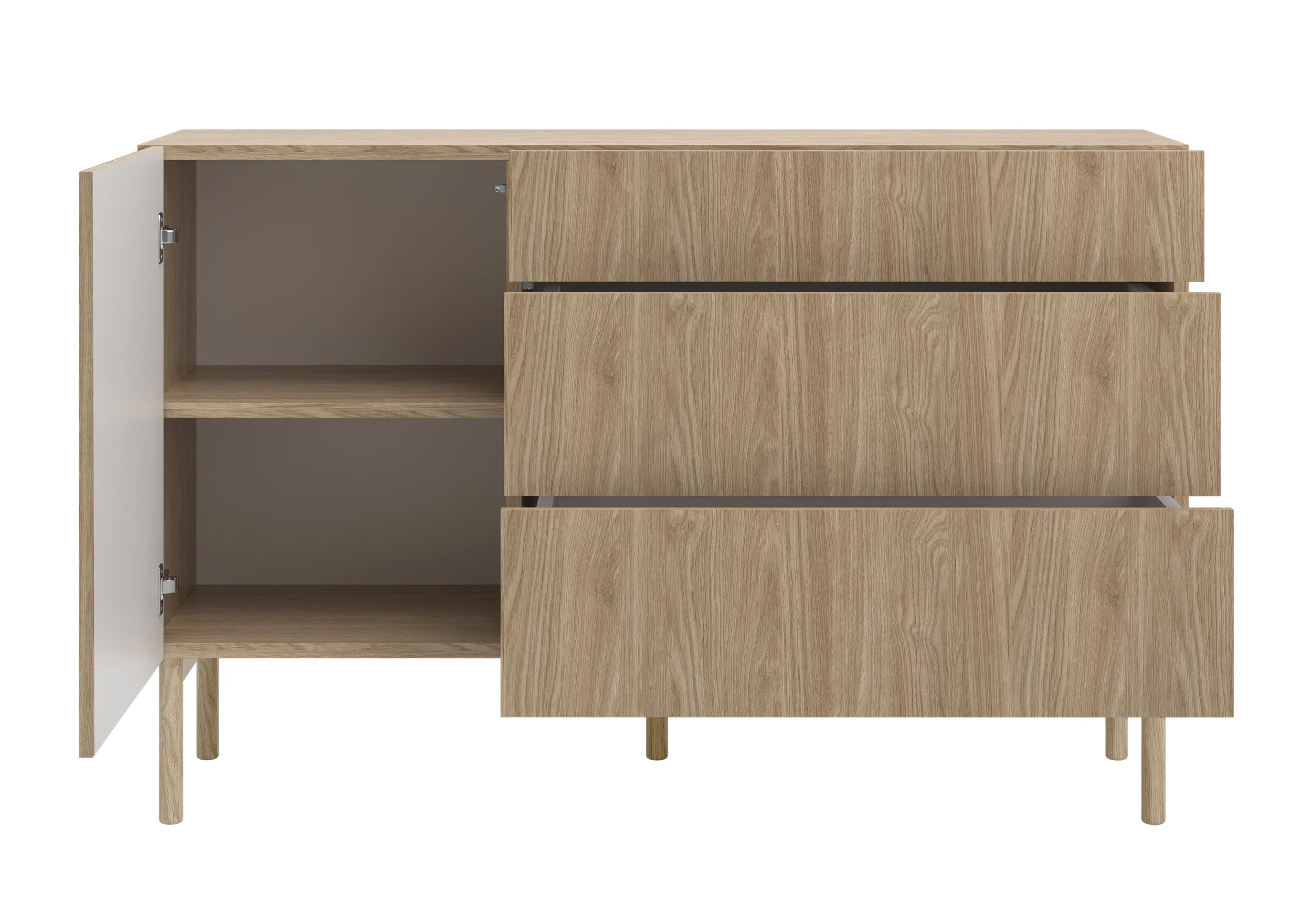 Komoda jednodrzwiowa Nolie z trzema szufladami 140 cm Dąb Olejowany - Image 11