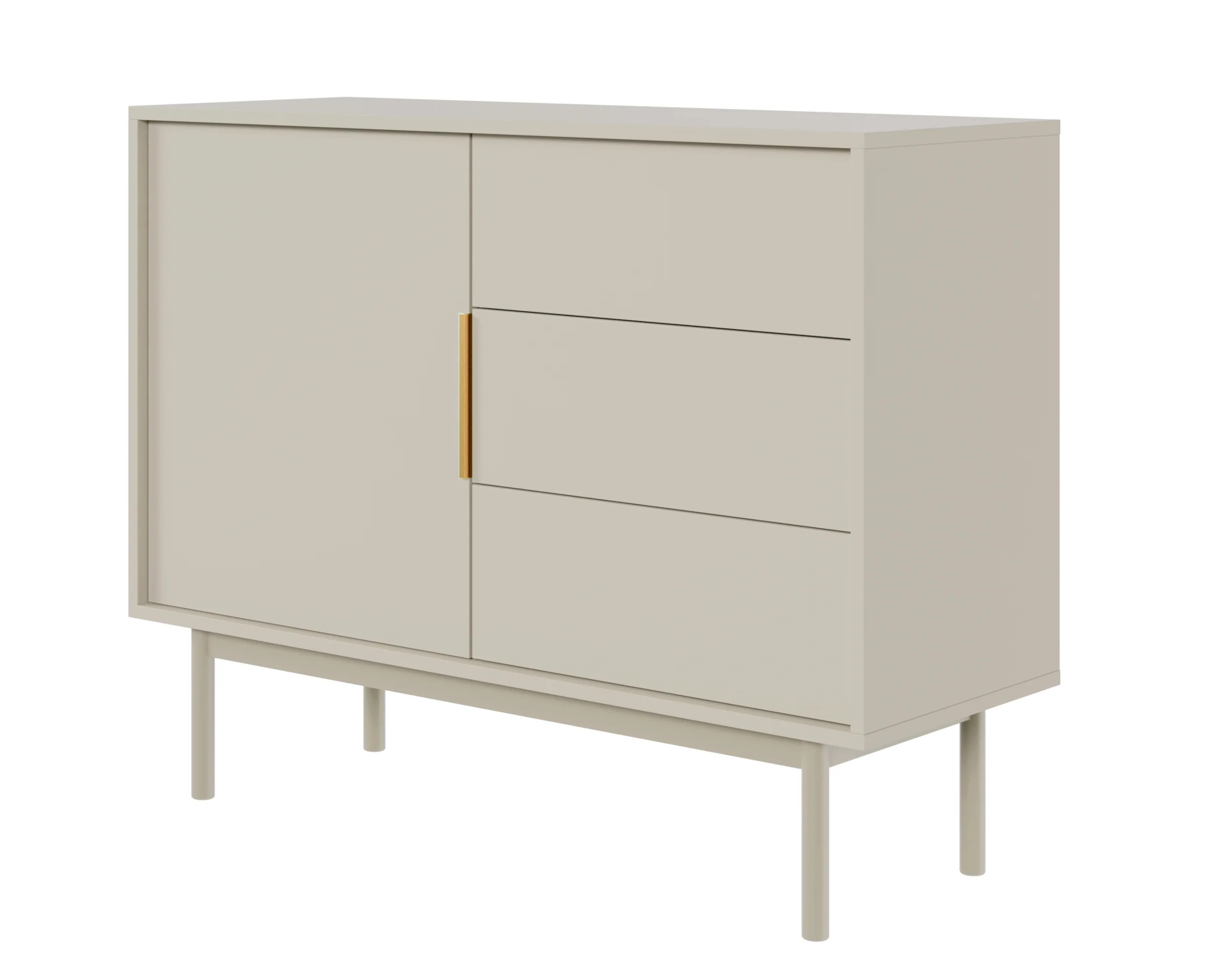 Komoda jednodrzwiowa Viviaro z trzema szufladami 104 cm kaszmir