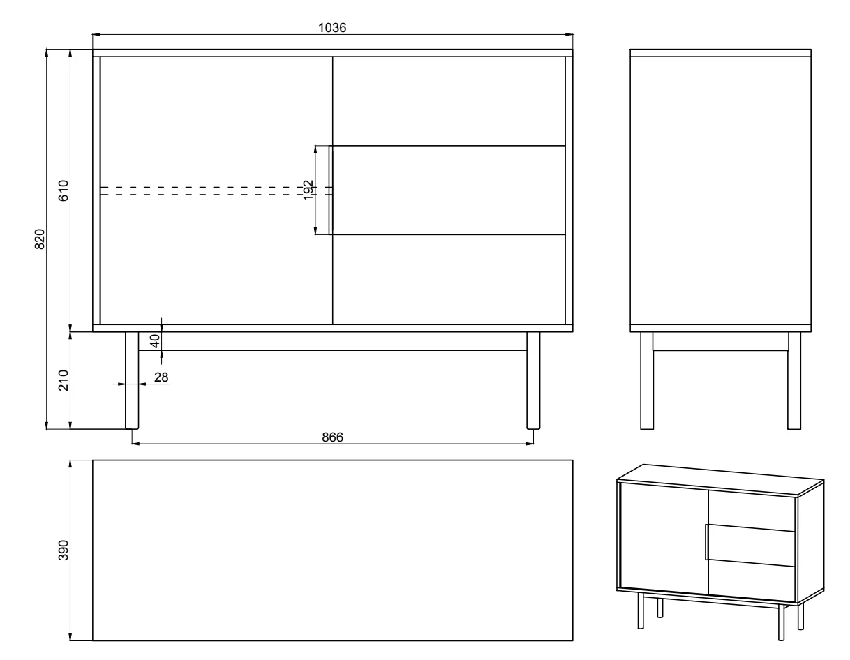 Komoda jednodrzwiowa Viviaro z trzema szufladami 104 cm kaszmir - Image 6