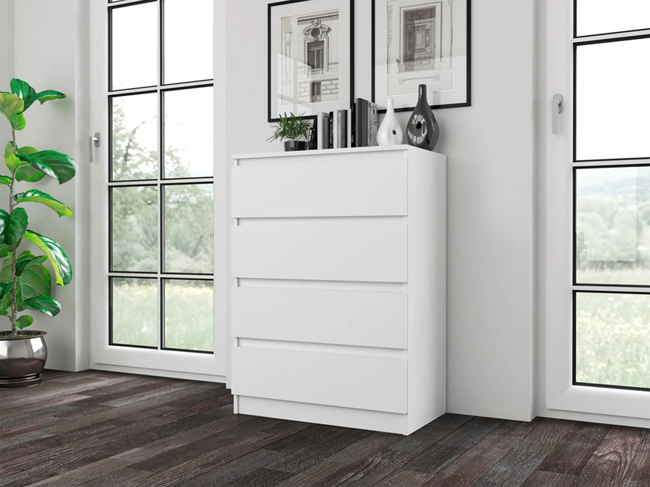 Komoda Malwa z czterema szufladami 70 cm biała - Image 2