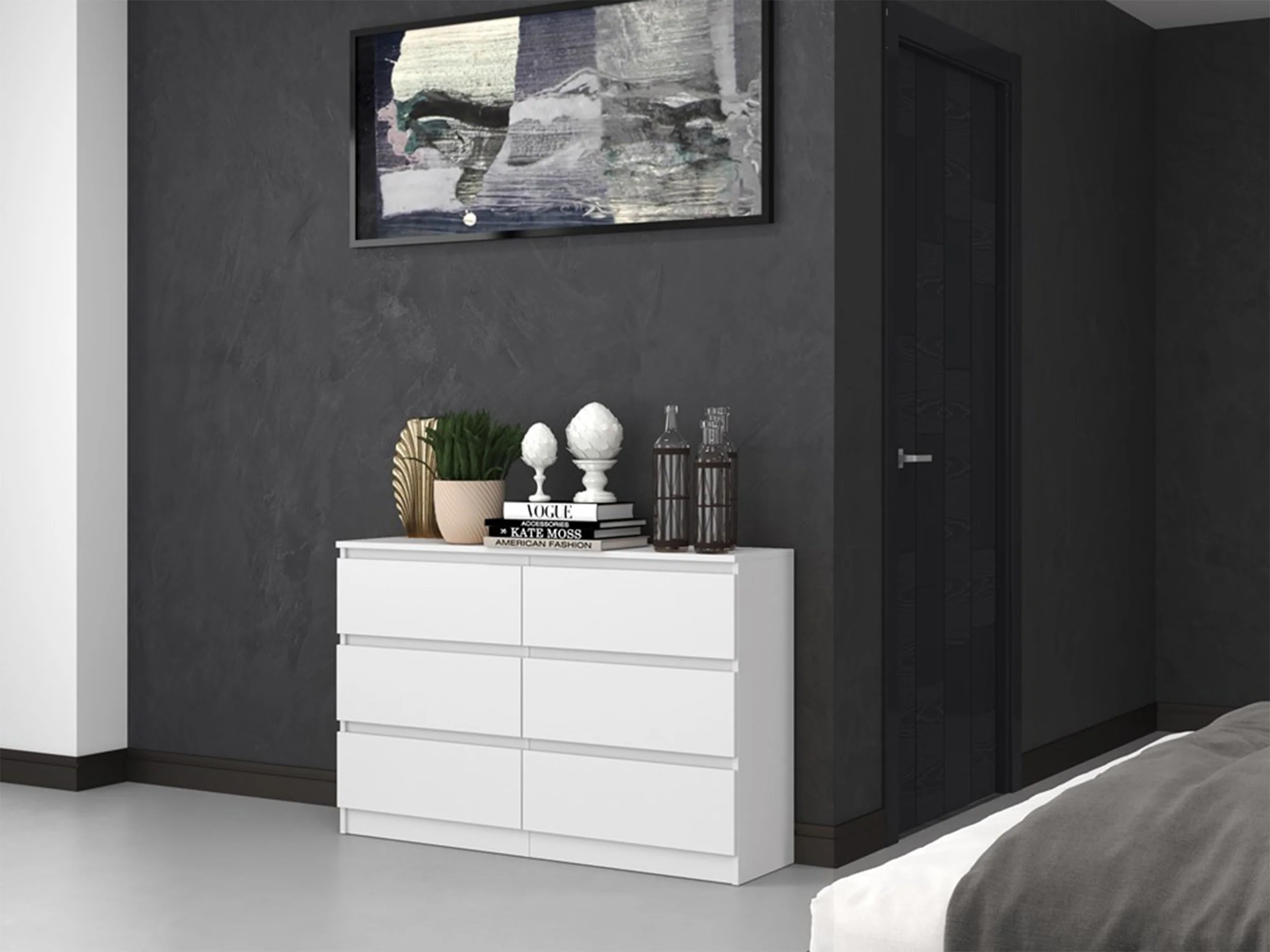 Komoda Malwa z sześcioma szufladami 120 cm biała - Image 3