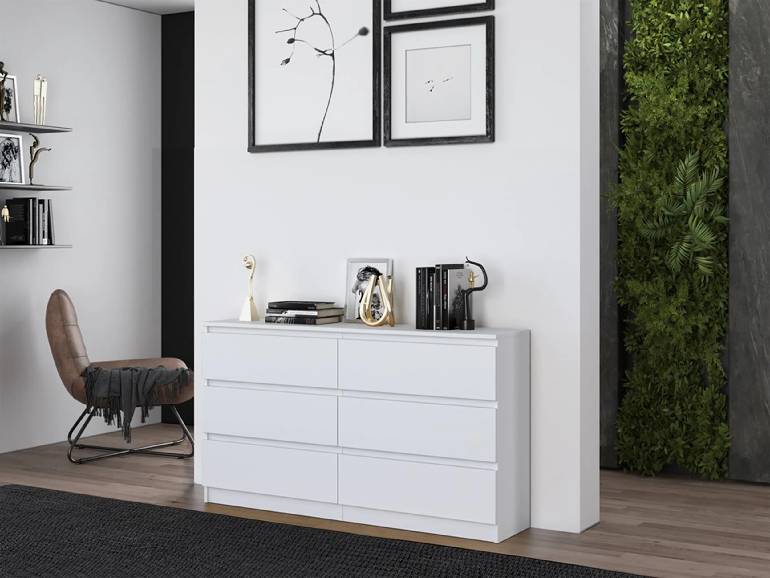 Komoda Malwa z sześcioma szufladami 138 cm biała - Image 2