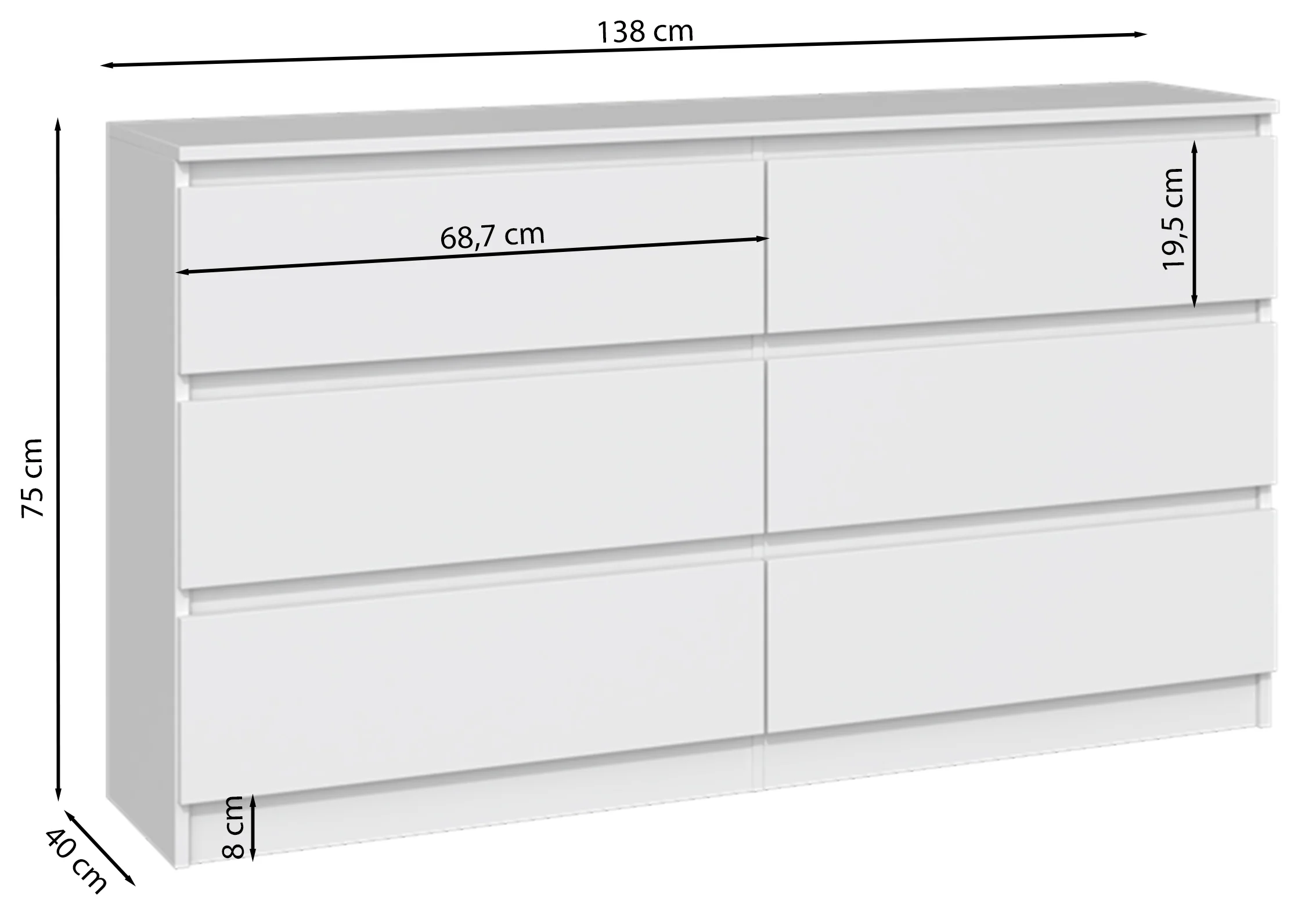 Komoda Malwa z sześcioma szufladami 138 cm kaszmir - Image 5