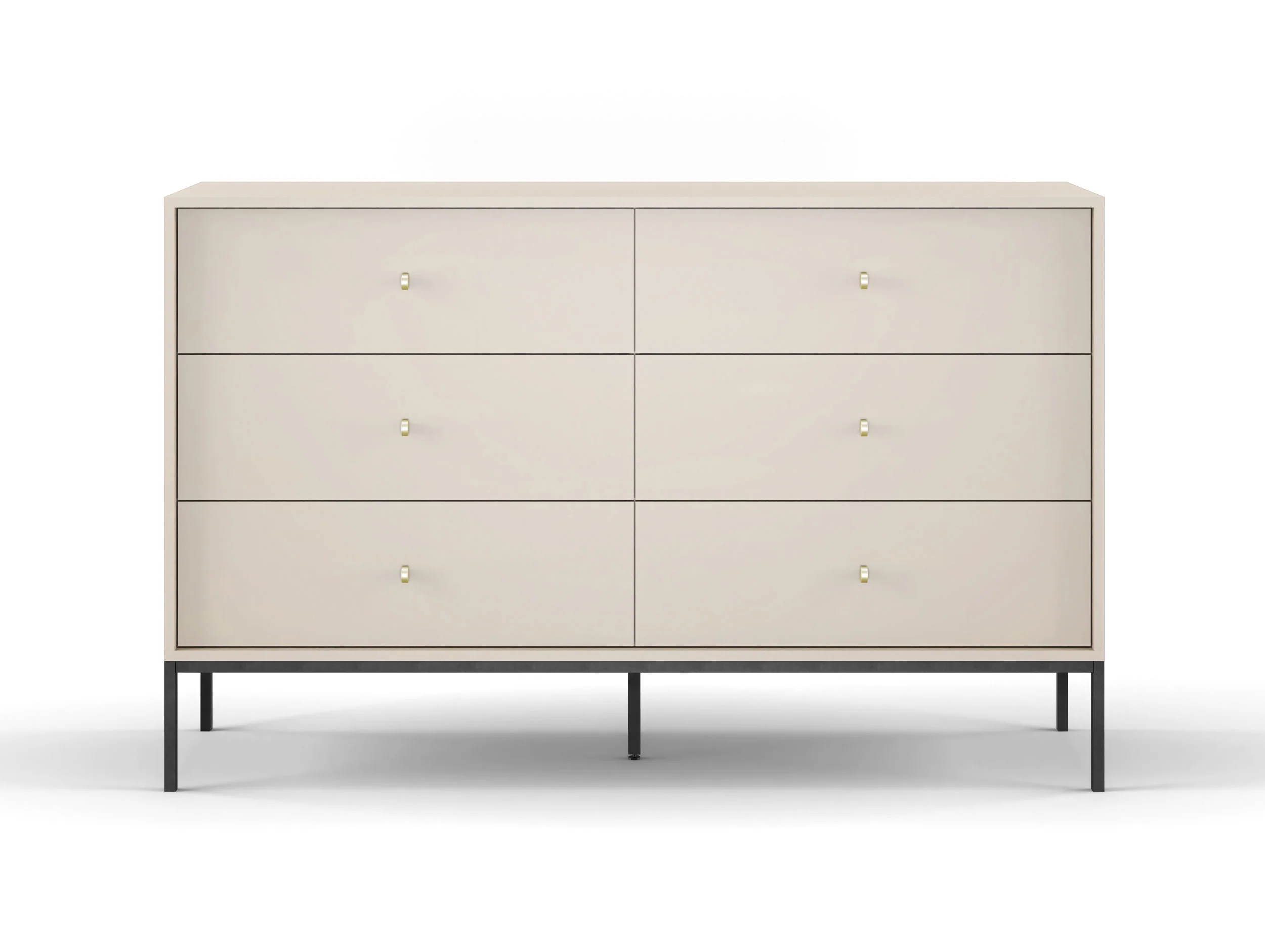 Komoda Monne 154 cm z sześcioma szufladami beżowa vintage - Image 3