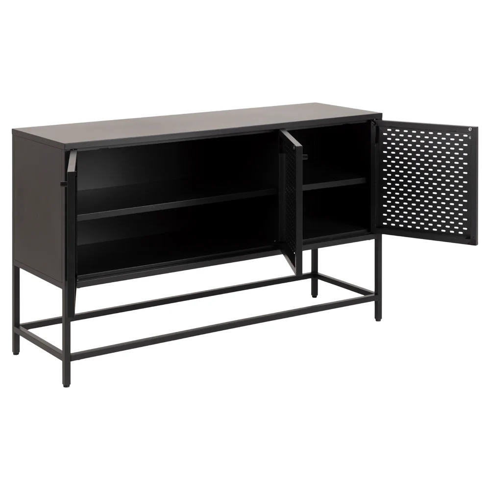 Komoda niska Rondan w stylu industrialnym 75x125 cm czarna - Image 4