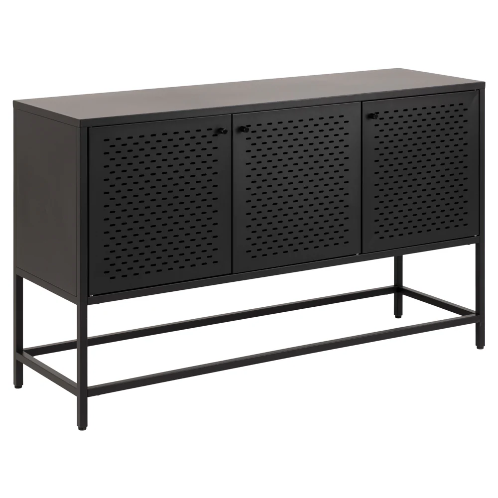 Komoda niska Rondan w stylu industrialnym 75x125 cm czarna - Image 5