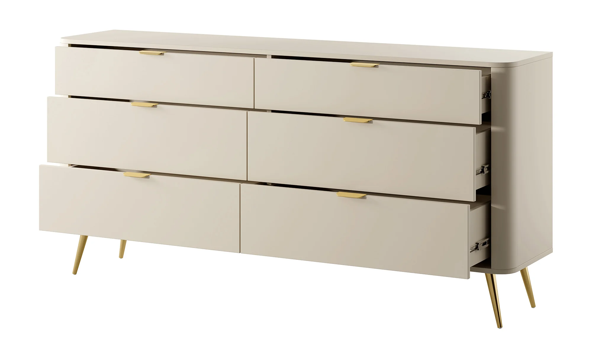 Komoda Oval z sześcioma szufladami 173 cm beż piaskowy - Image 3