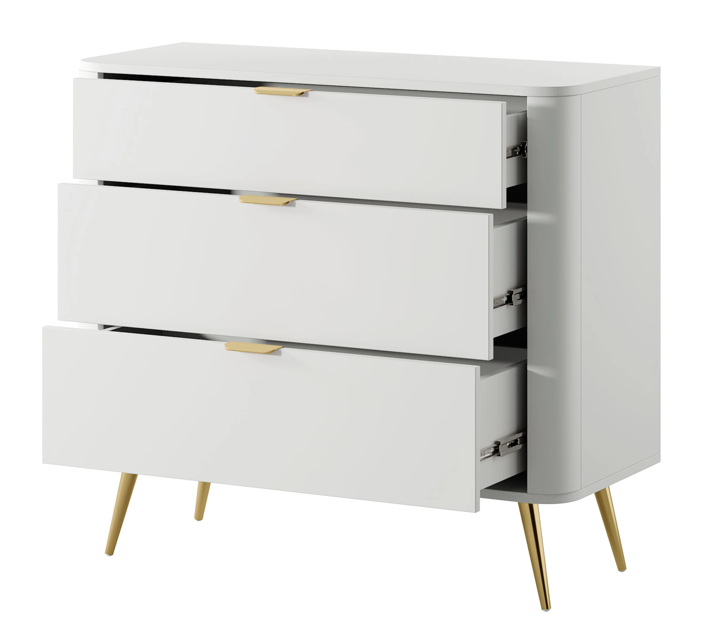 Komoda Oval z trzema szufladami 92 cm Biała - Image 5