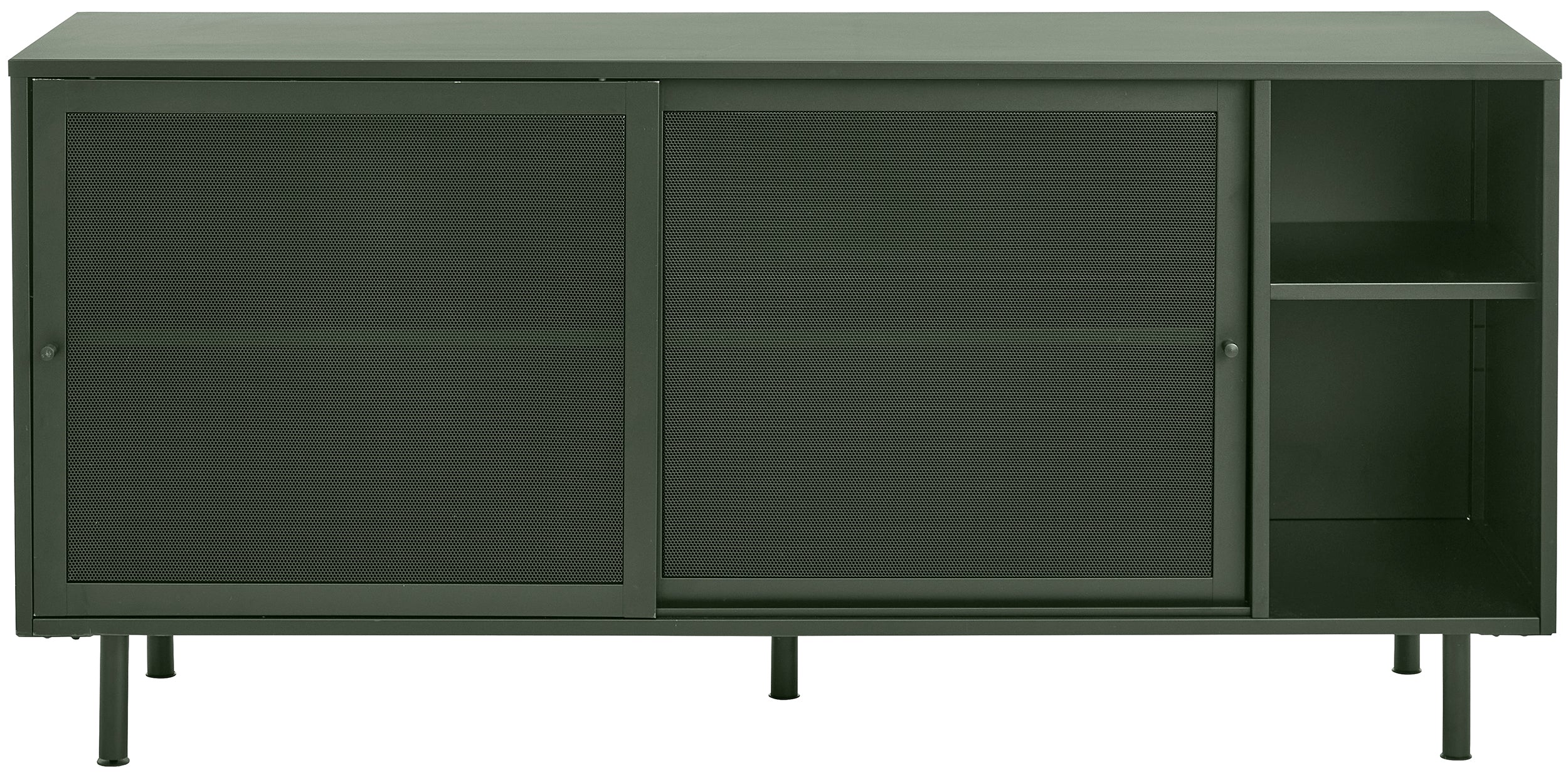 Komoda Sonaves 160 cm metalowa z przesuwnymi drzwiami ciemnozielona - Image 2