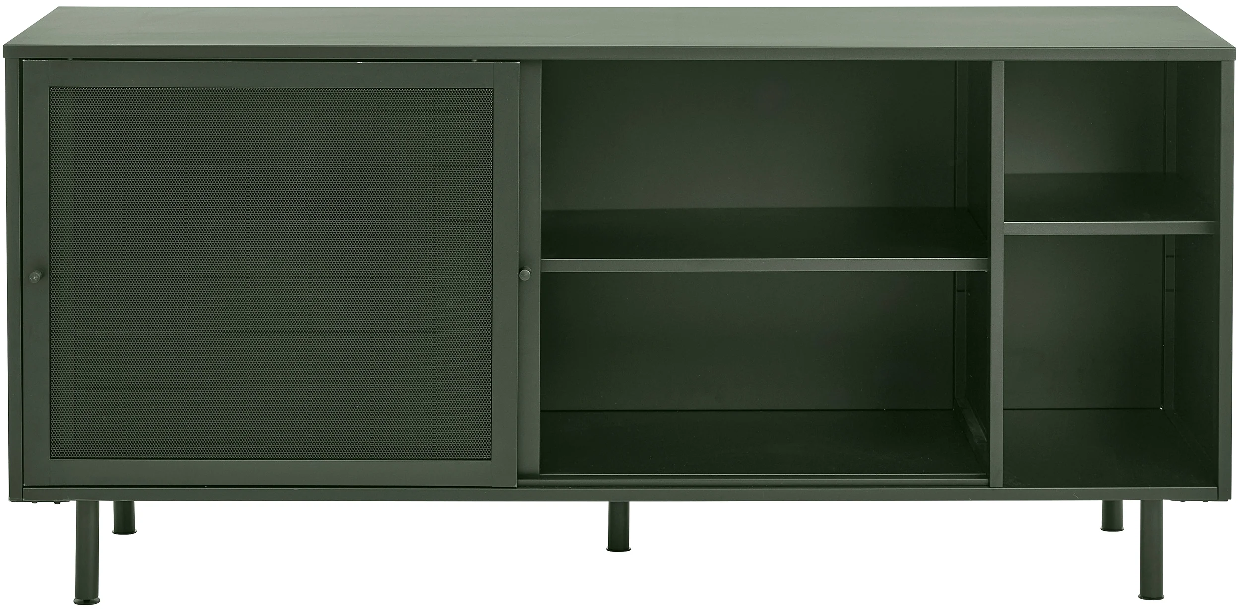Komoda Sonaves 160 cm metalowa z przesuwnymi drzwiami ciemnozielona - Image 3