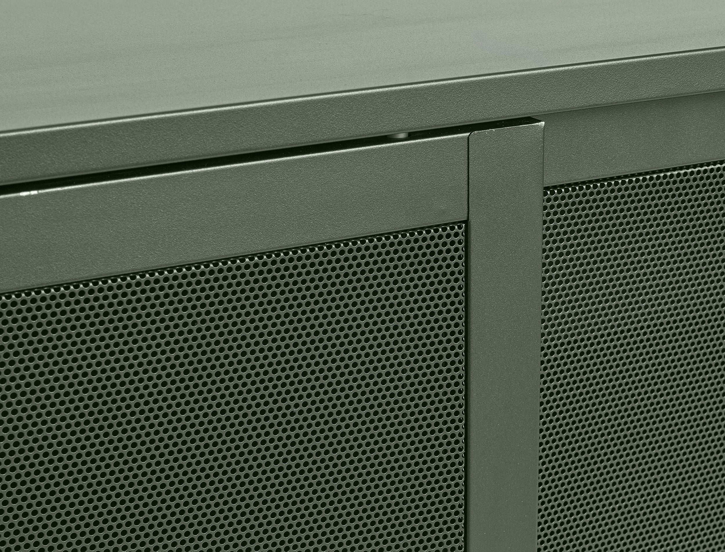 Komoda Sonaves 160 cm metalowa z przesuwnymi drzwiami ciemnozielona - Image 4
