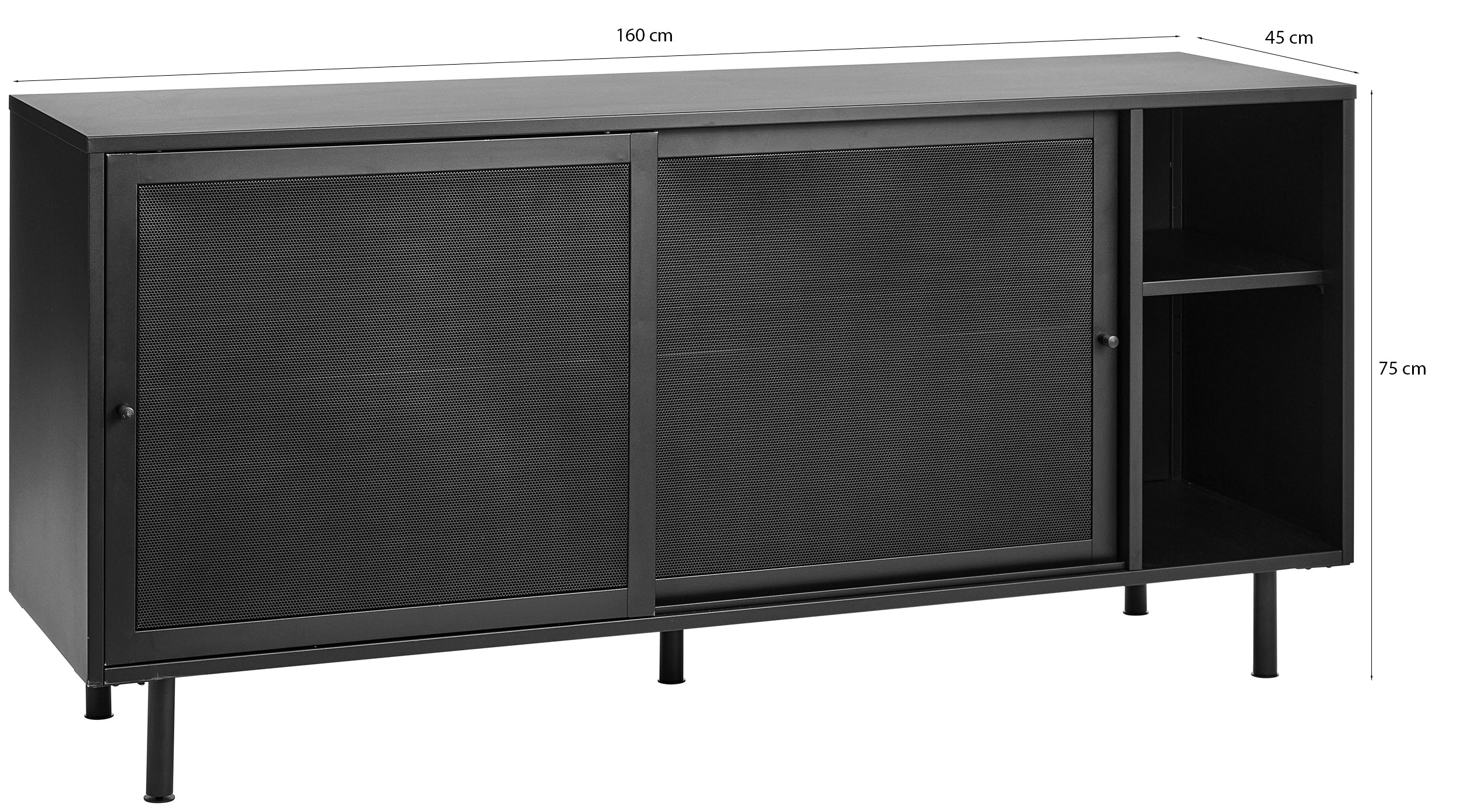 Komoda Sonaves 160 cm metalowa z przesuwnymi drzwiami ciemnozielona - Image 6