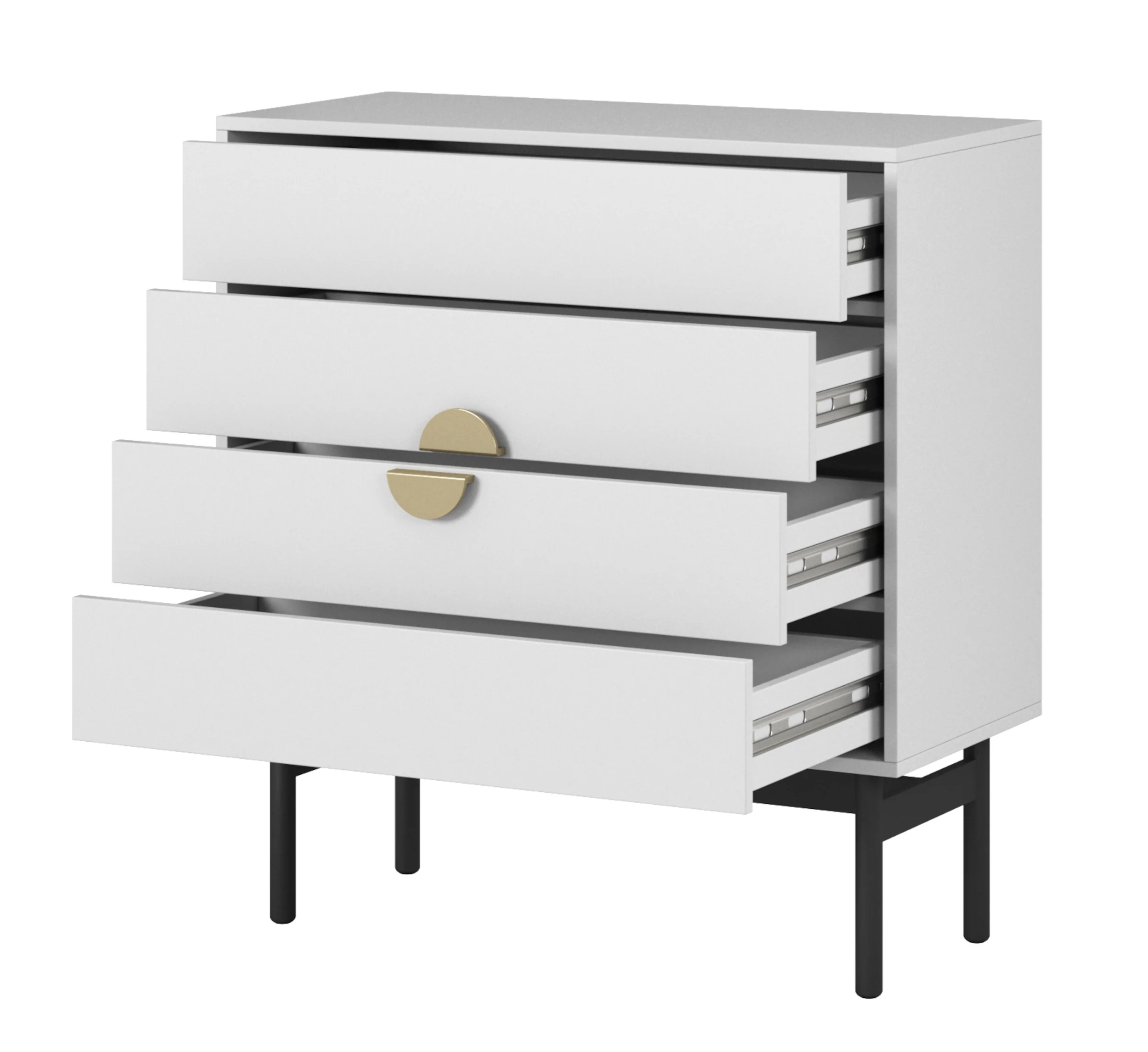 Komoda Stoon z czterema szufladami 85 cm Biała - Image 5
