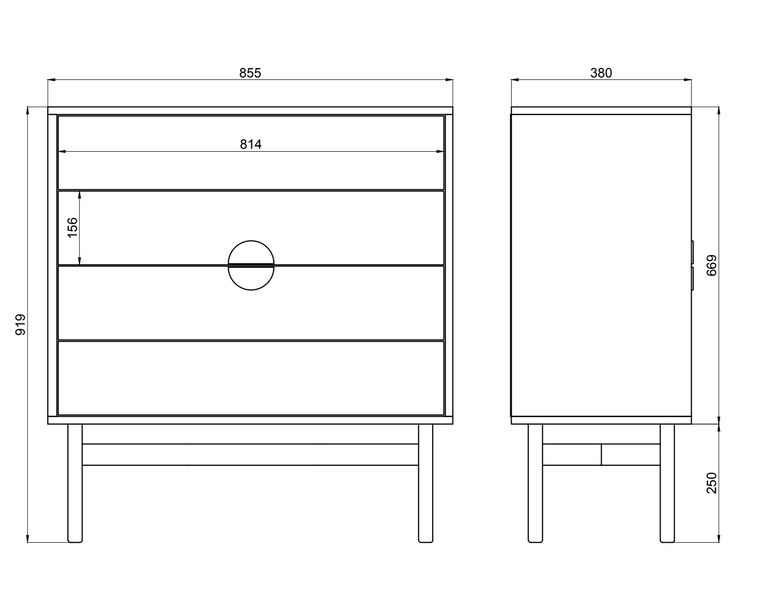 Komoda Stoon z czterema szufladami 85 cm Biała - Image 6