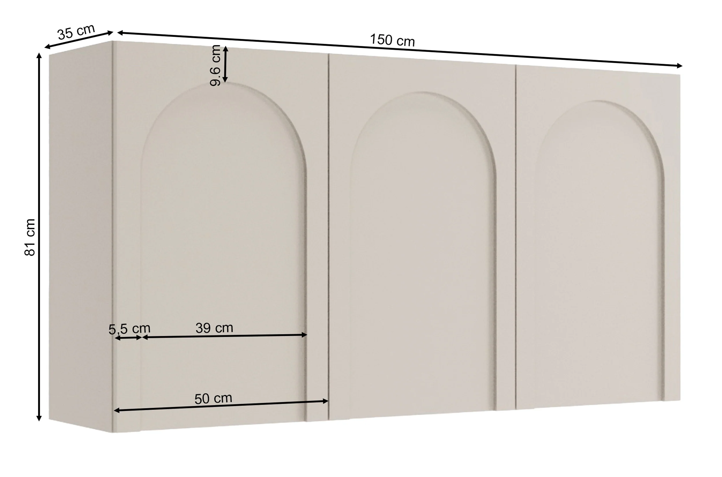 Komoda trzydrzwiowa Arkadia z frezowanymi frontami 150 cm kaszmir - Image 8