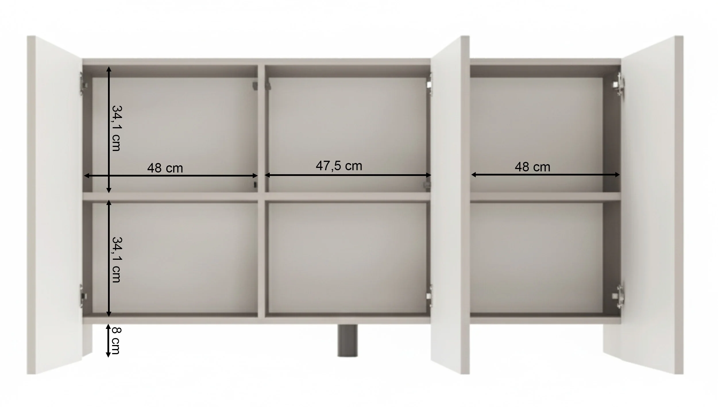 Komoda trzydrzwiowa Arkadia z frezowanymi frontami 150 cm kaszmir - Image 9