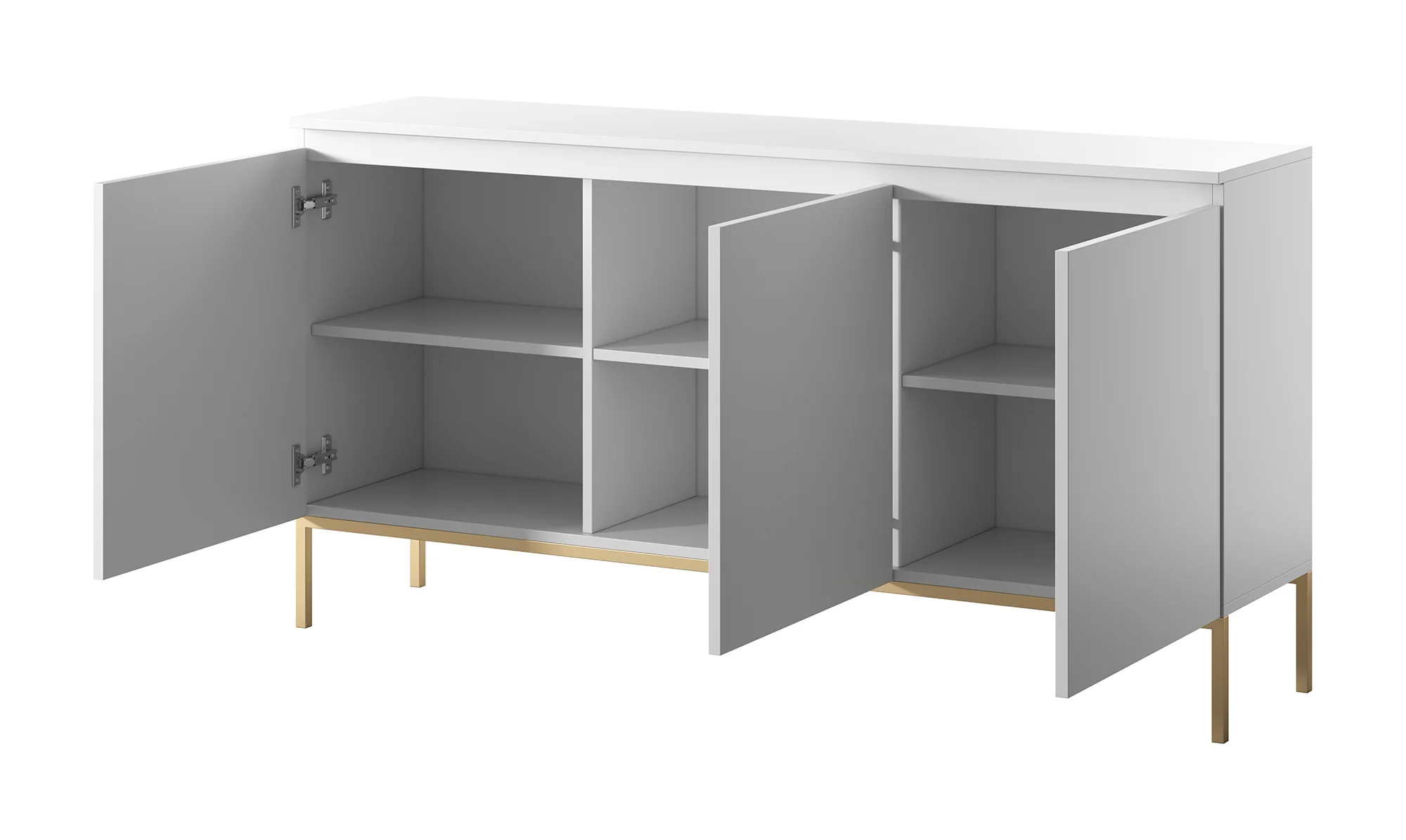 Komoda trzydrzwiowa Bemmi 150 cm biała ze złotymi nogami - Image 6
