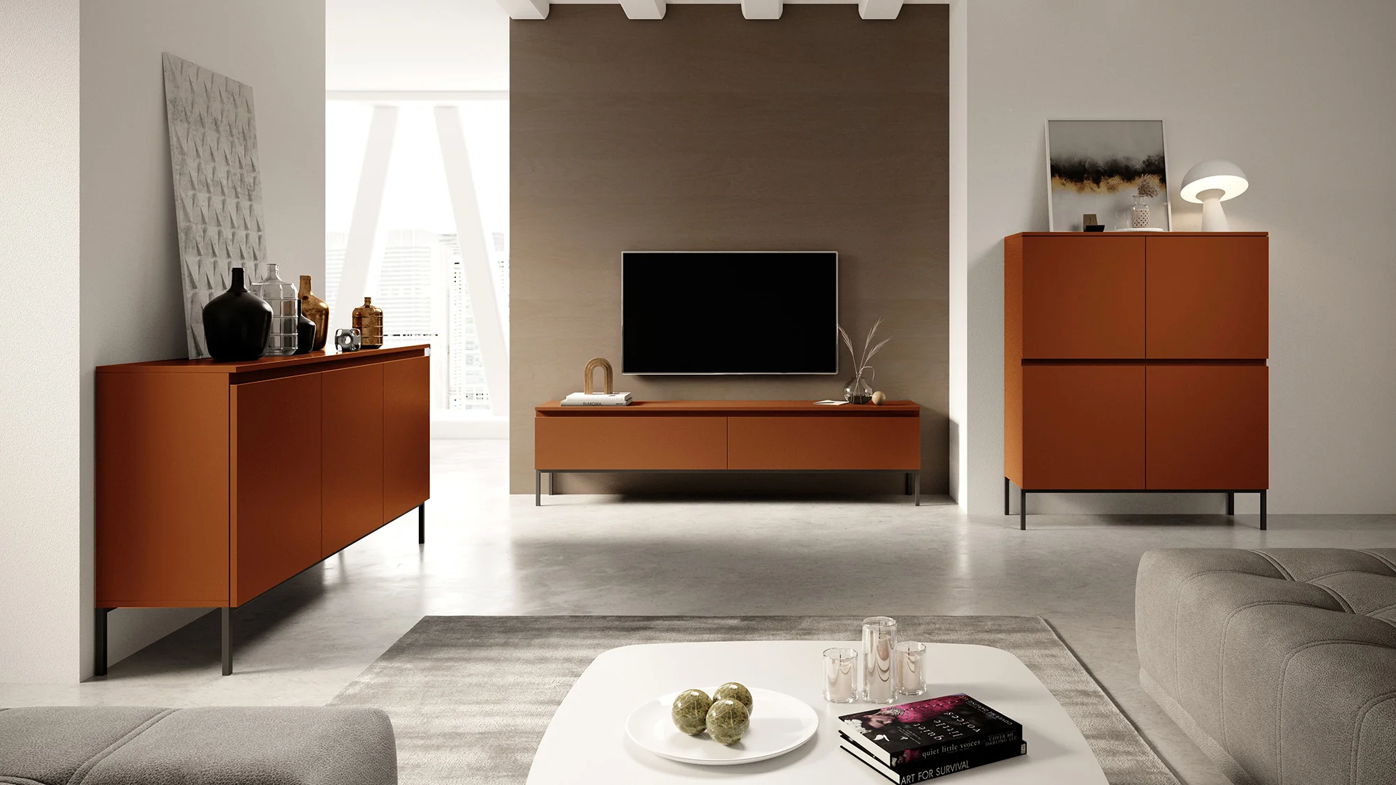 Komoda trzydrzwiowa Bemmi 150 cm Ceglasty - Image 3