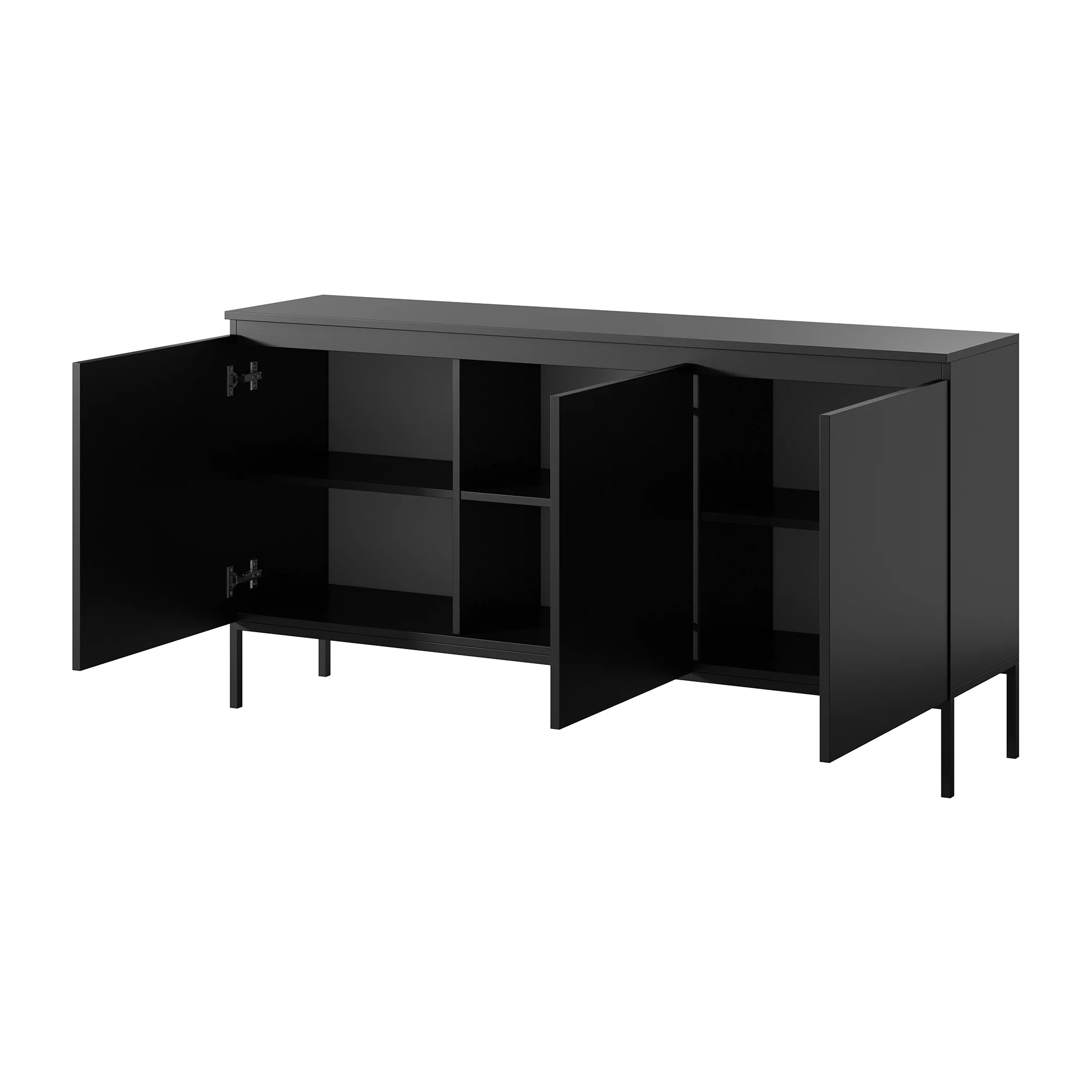 Komoda trzydrzwiowa Bemmi 150 cm czarna z czarnymi nogami - Image 3