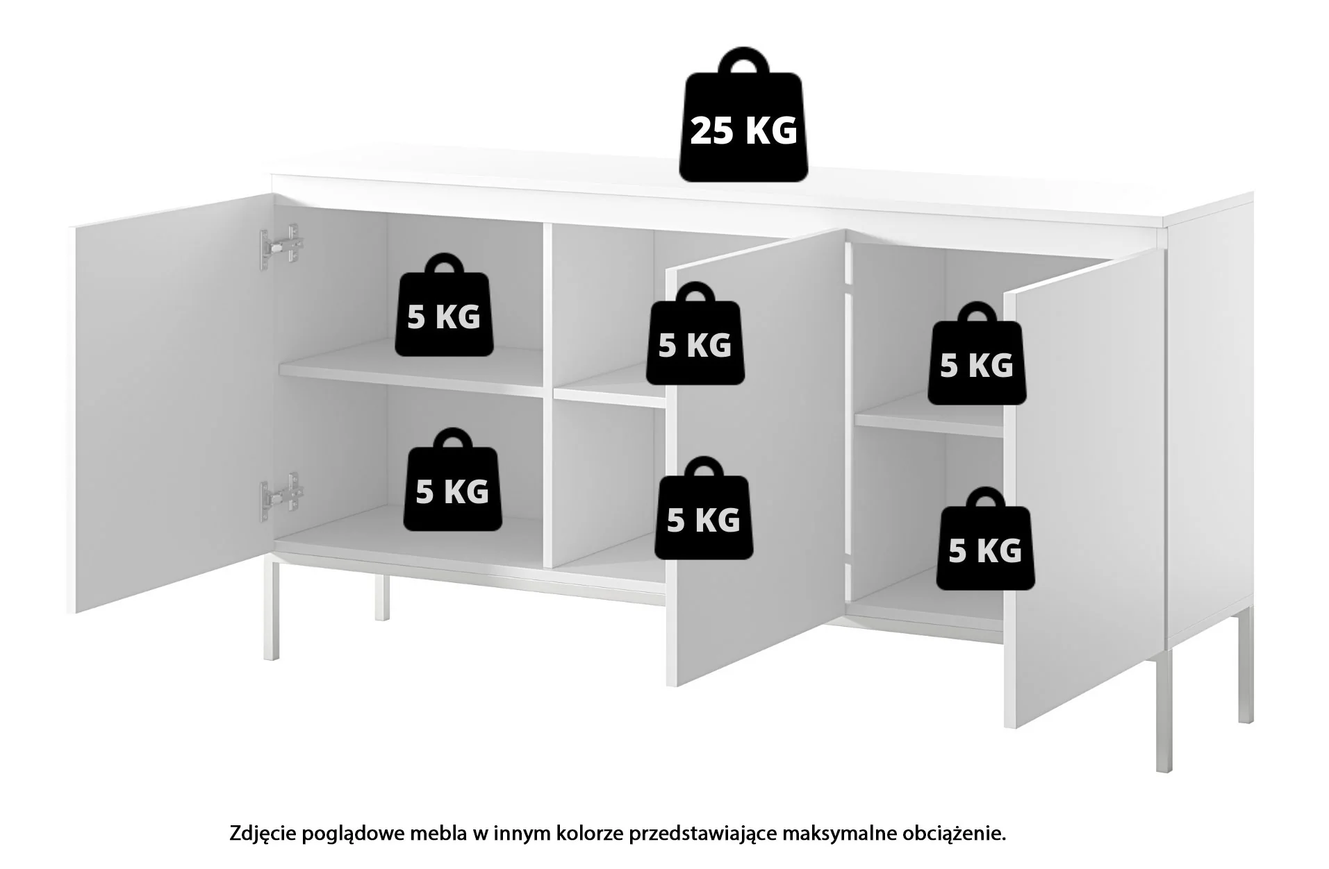 Komoda trzydrzwiowa Bemmi 150 cm czarna ze złotymi nogami - Image 8