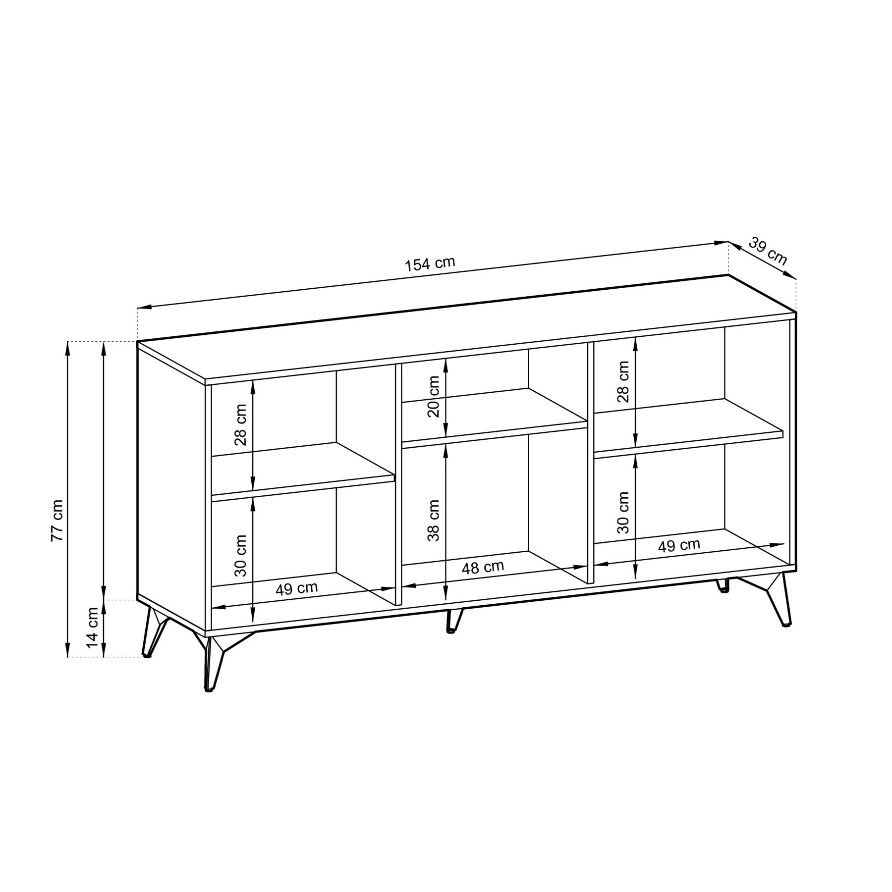 Komoda trzydrzwiowa Boulia 154 cm czarna/dąb Evoke jodełka - Image 7