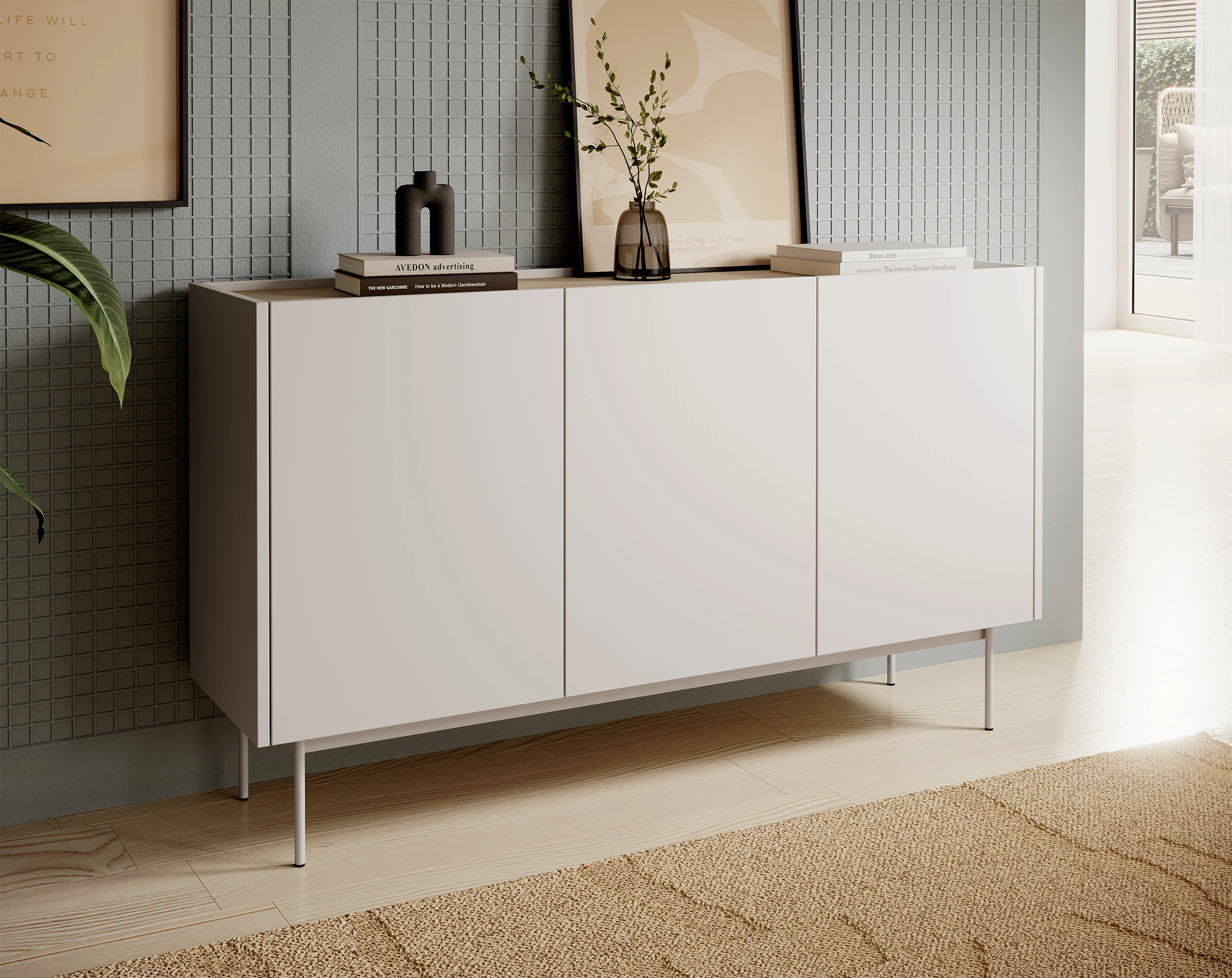 Komoda trzydrzwiowa Color 144 cm Kaszmir / Dąb Linea - Image 2
