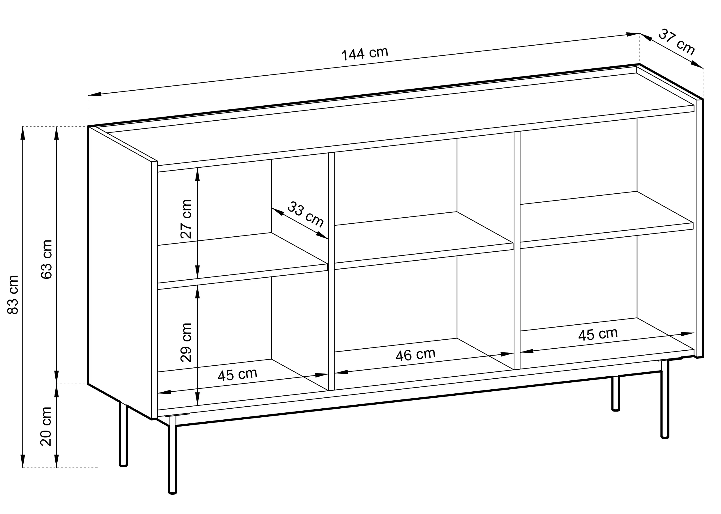 Komoda trzydrzwiowa Color 144 cm Kaszmir / Dąb Linea - Image 5