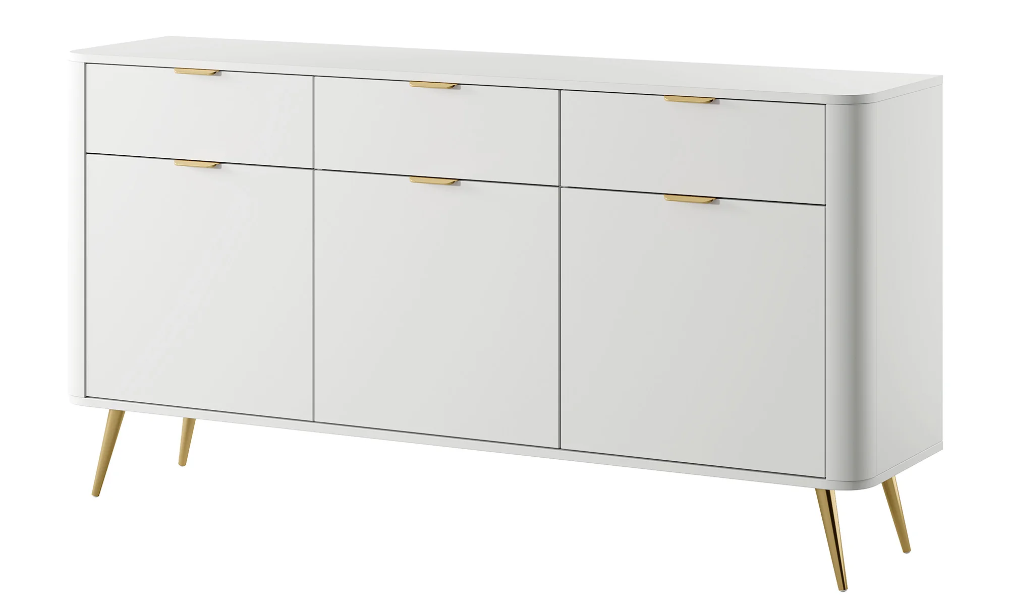 Komoda trzydrzwiowa Oval z szufladami 163,5 cm Biała