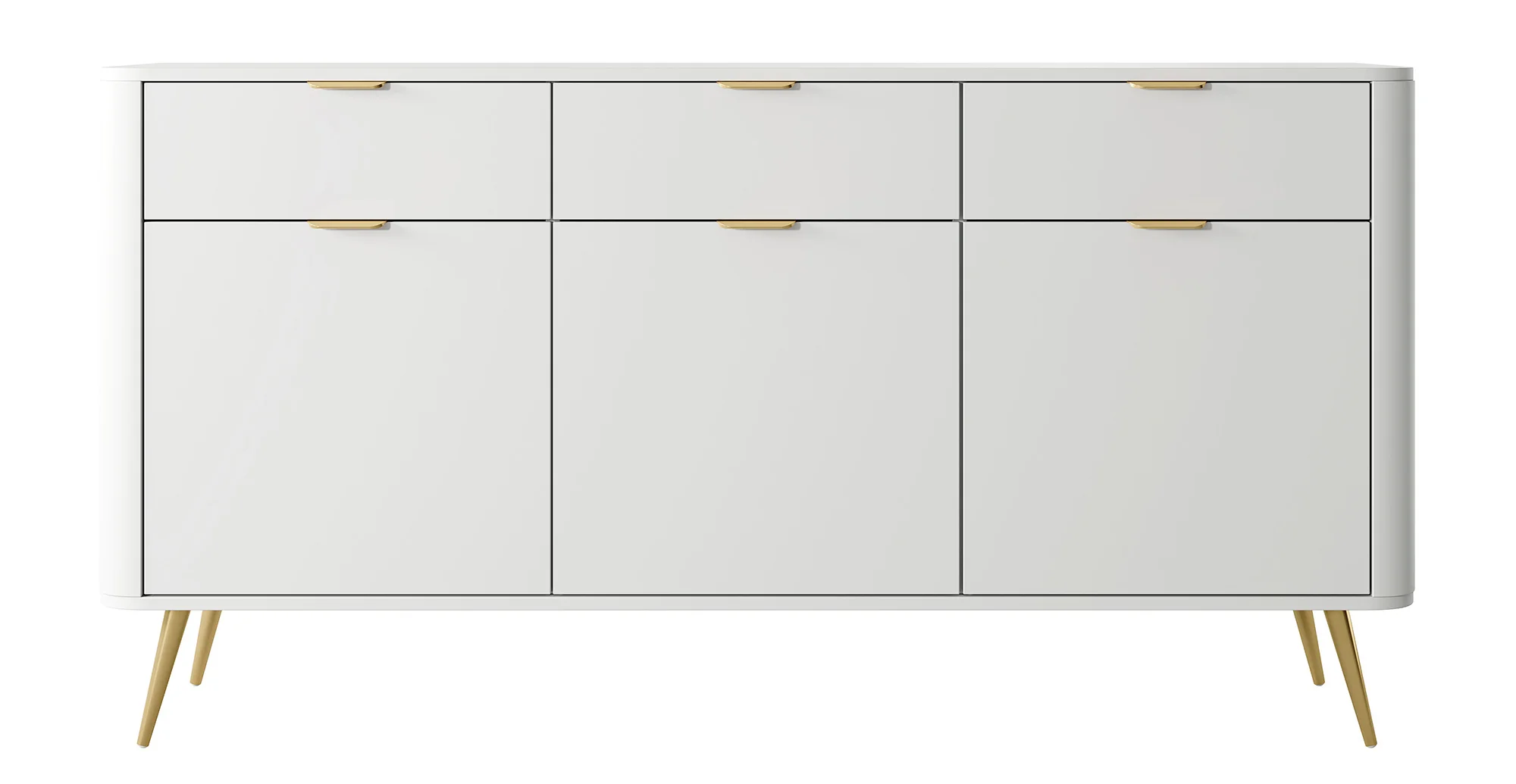 Komoda trzydrzwiowa Oval z szufladami 163,5 cm Biała - Image 9