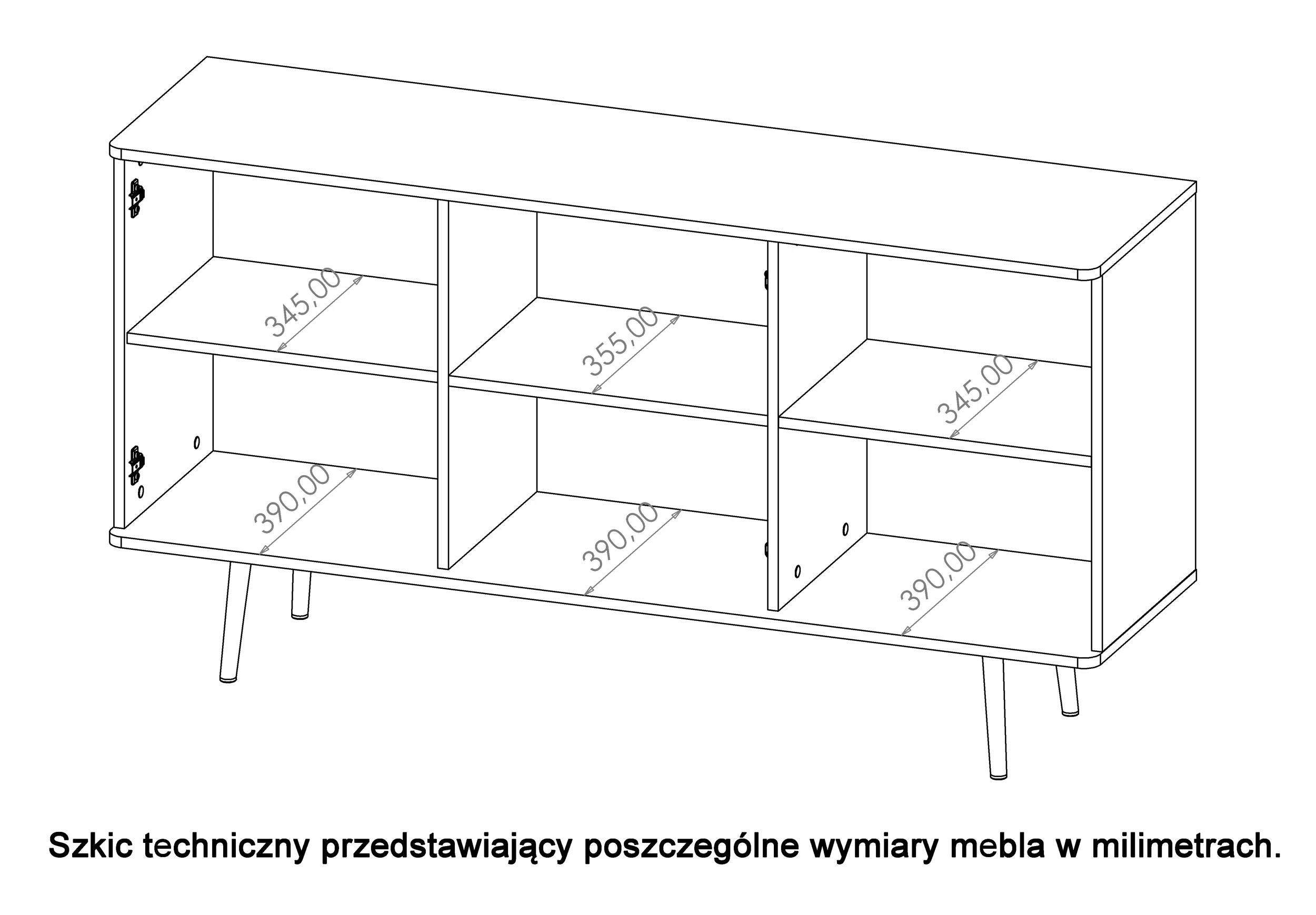Komoda trzydrzwiowa Rinnili 150 cm Czarny grafit/Captains Deck - Image 7