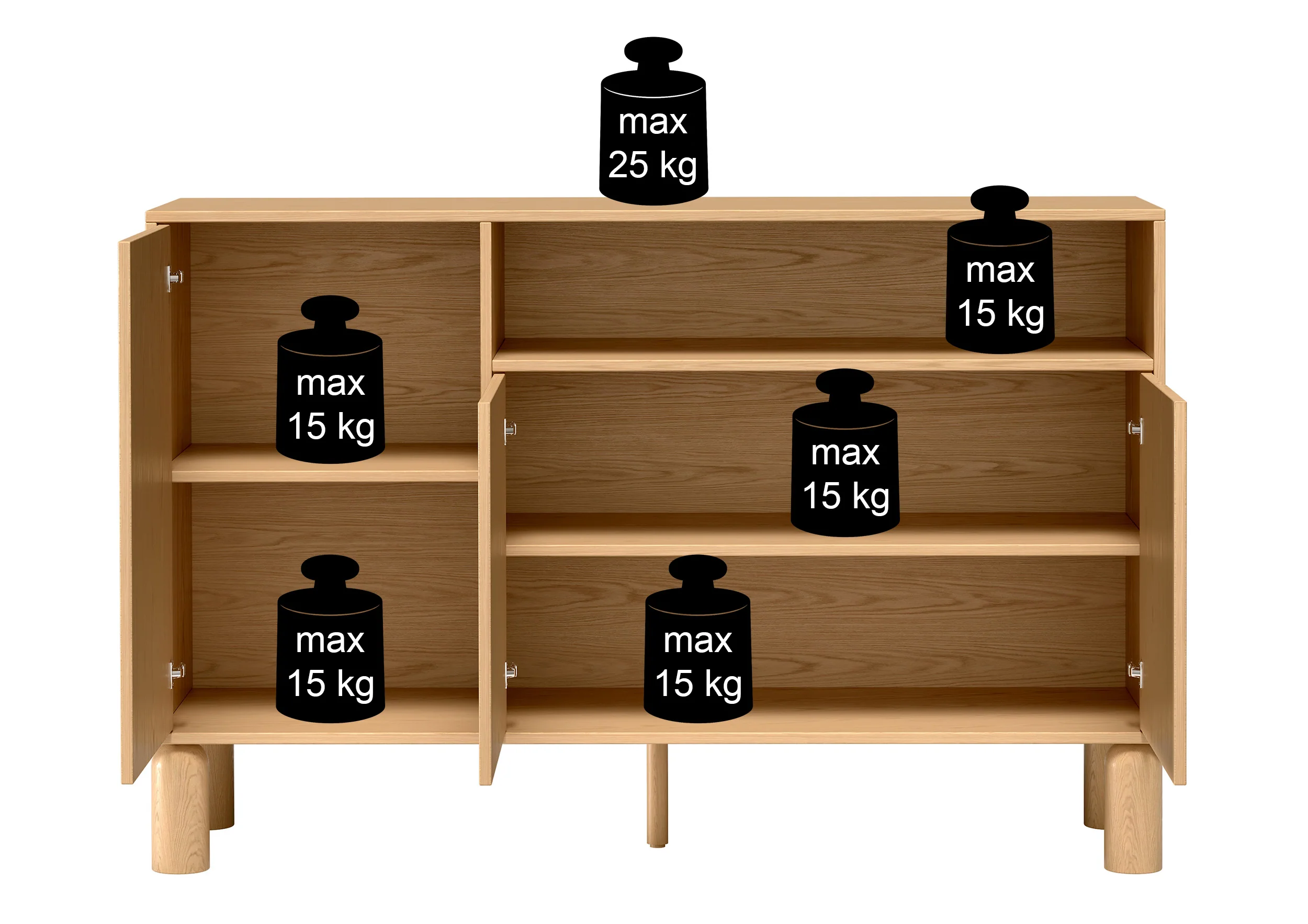 Komoda trzydrzwiowa Sanden z wnęką 140 cm dąb bookmatch - Image 13