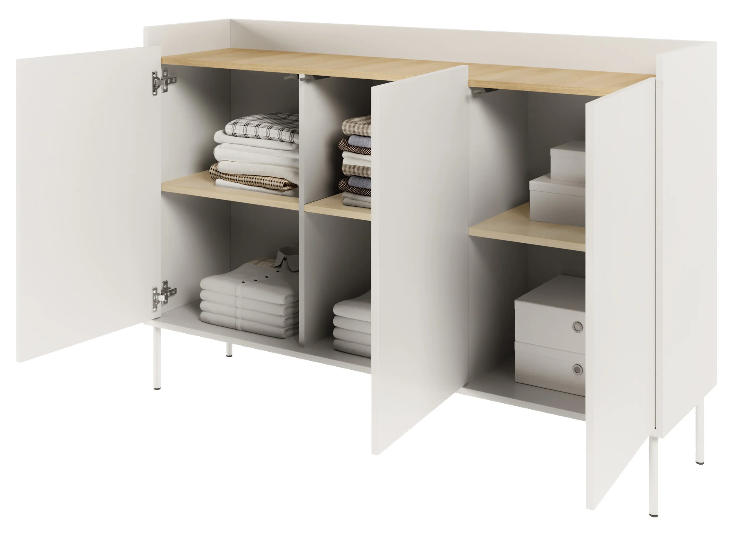 Komoda trzydrzwiowa Tovi 140 cm biała/dąb lindberg - Image 9
