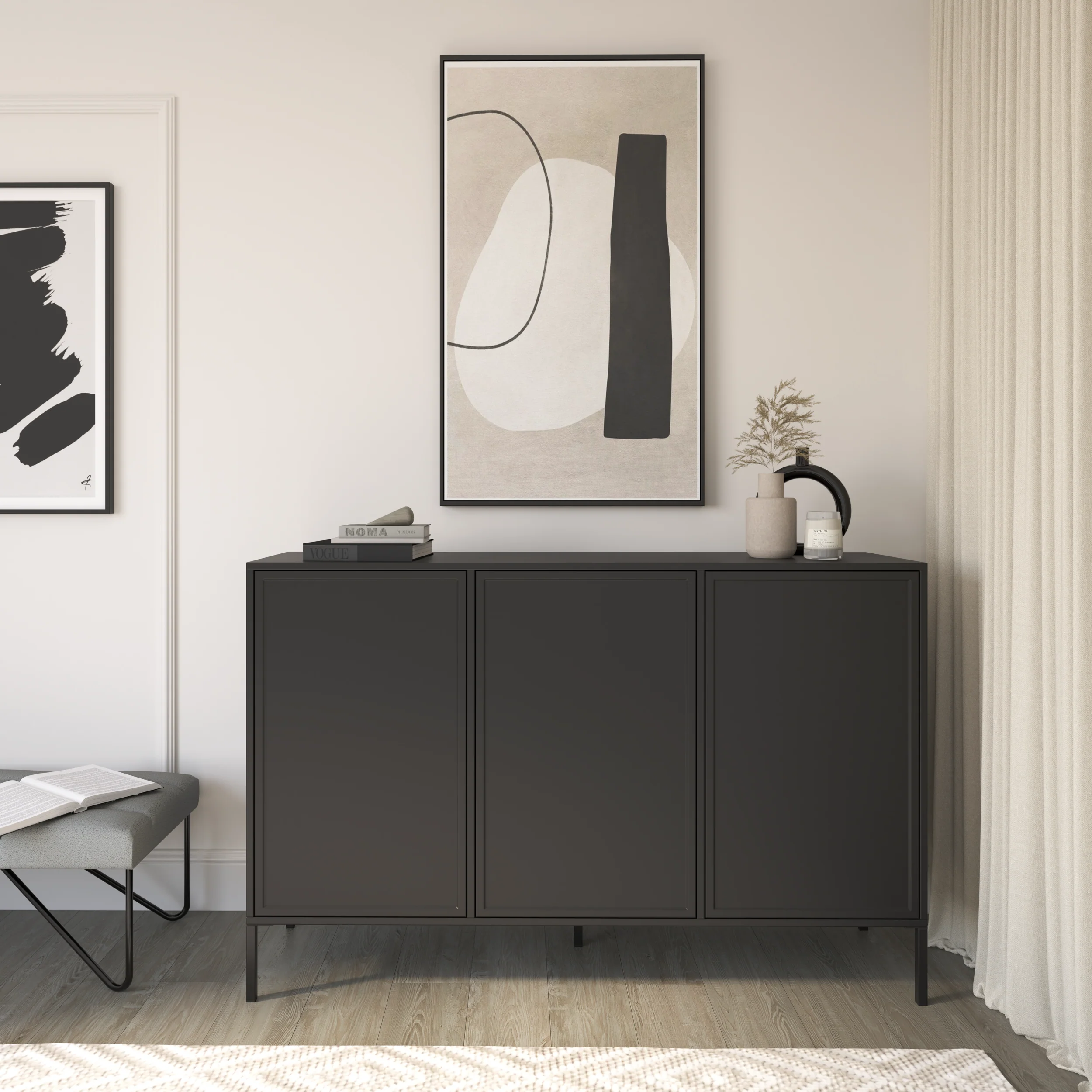 Komoda trzydrzwiowa Velveto 150 cm czarny - Image 2