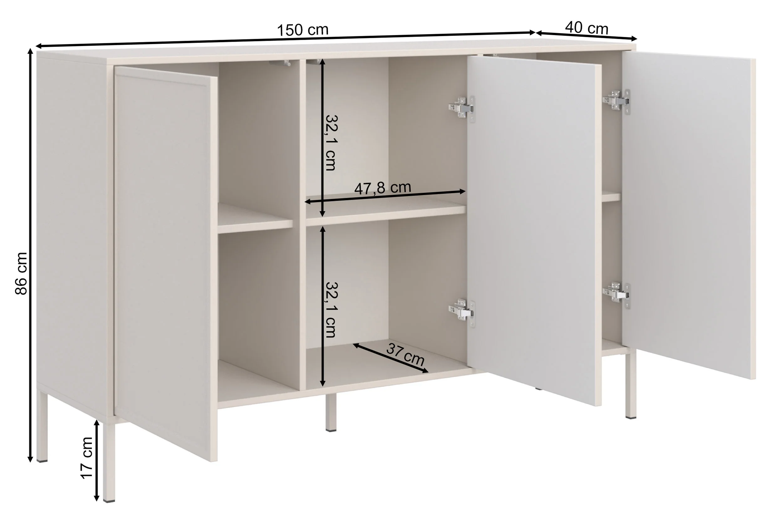 Komoda trzydrzwiowa Velveto 150 cm kaszmir - Image 7