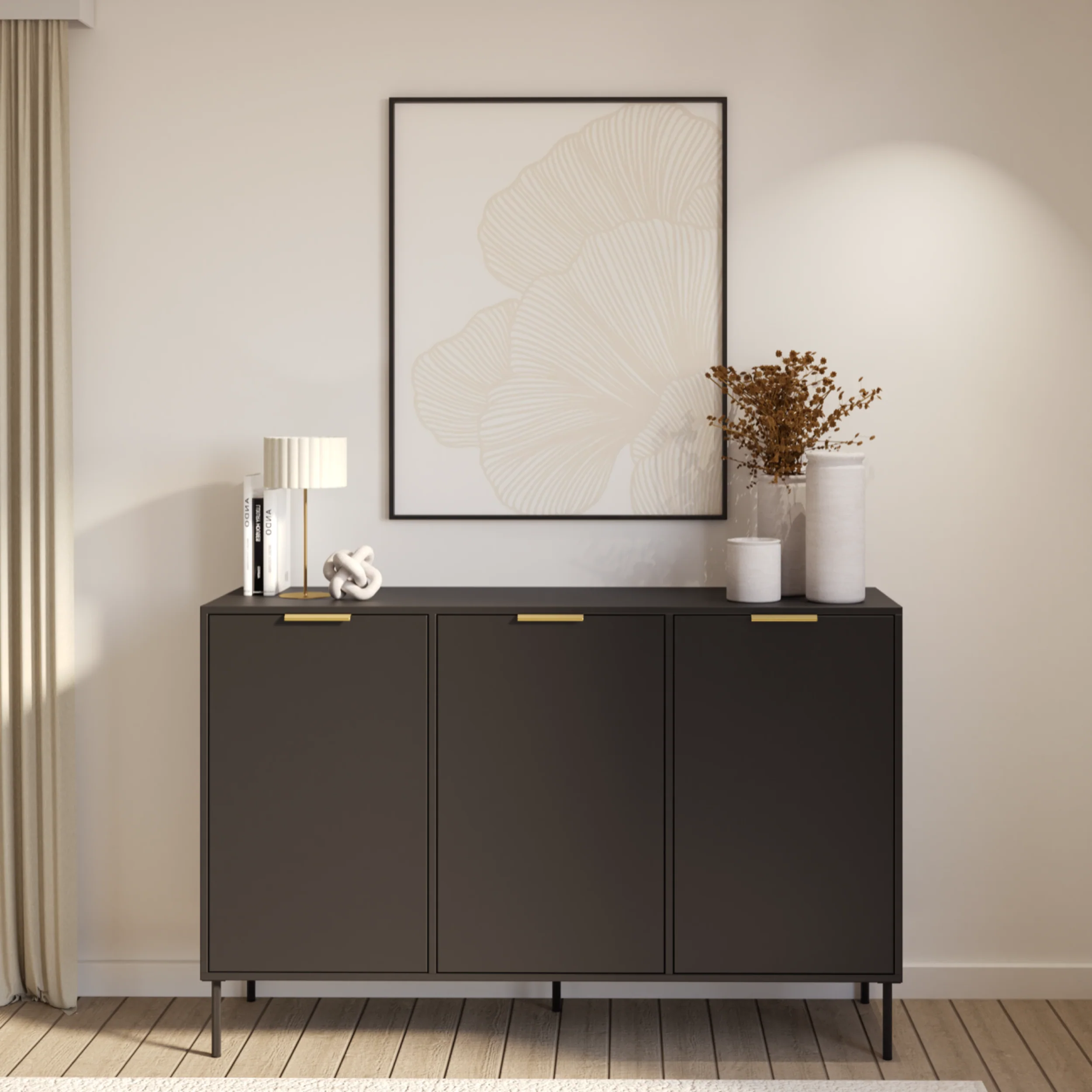 Komoda trzydrzwiowa Vena 150 cm czarny - Image 2
