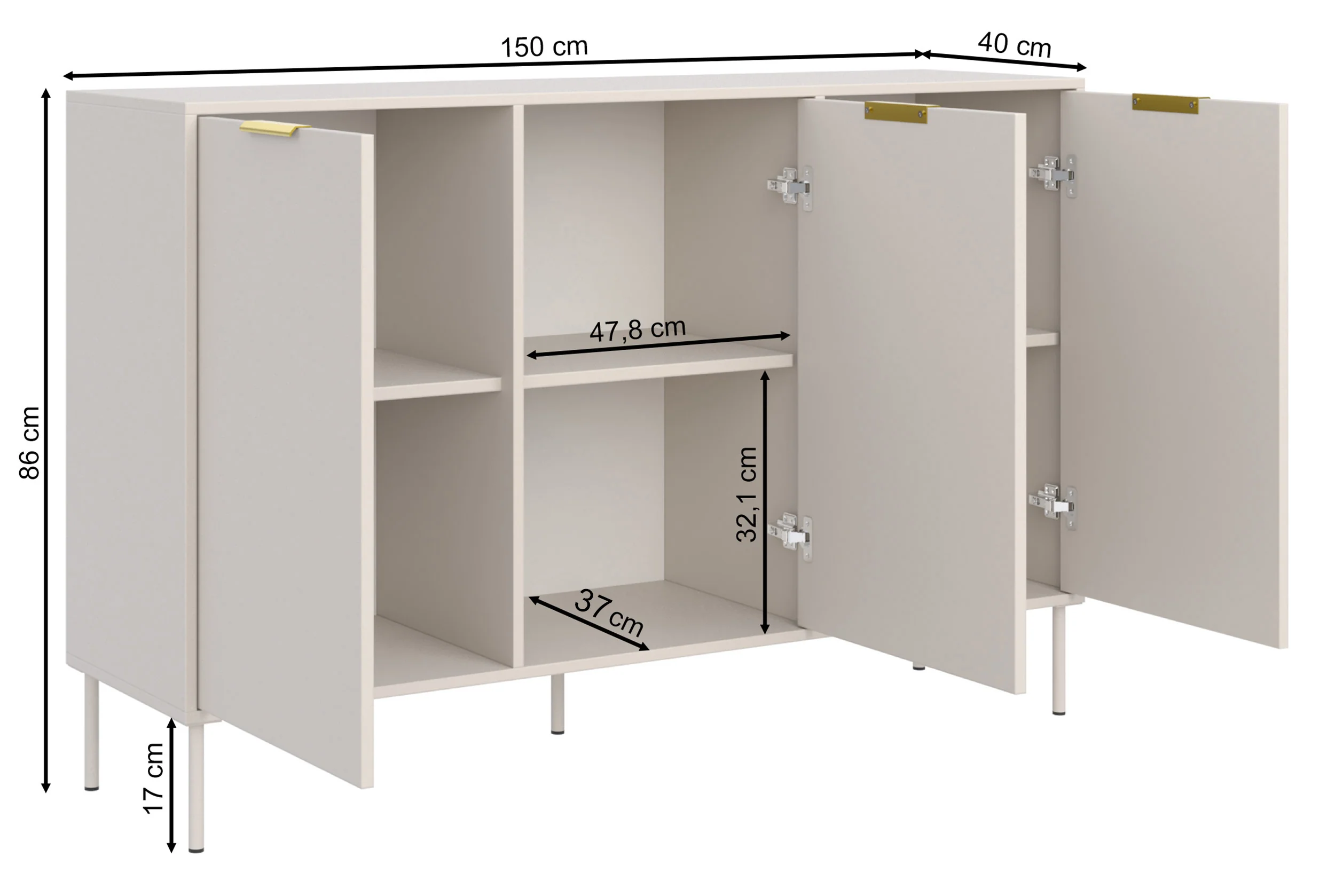 Komoda trzydrzwiowa Vena 150 cm czarny - Image 6