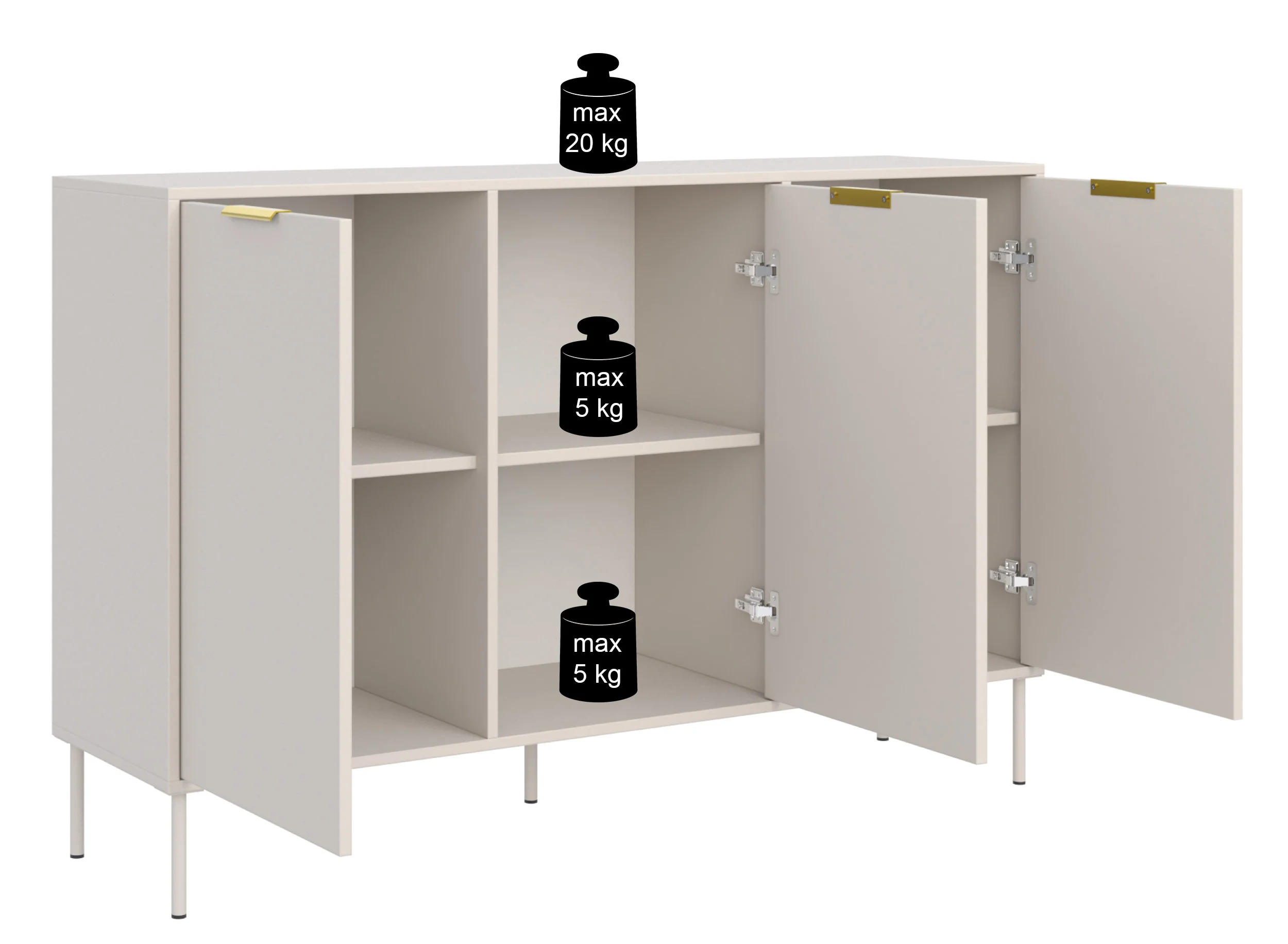 Komoda trzydrzwiowa Vena 150 cm kaszmir - Image 7
