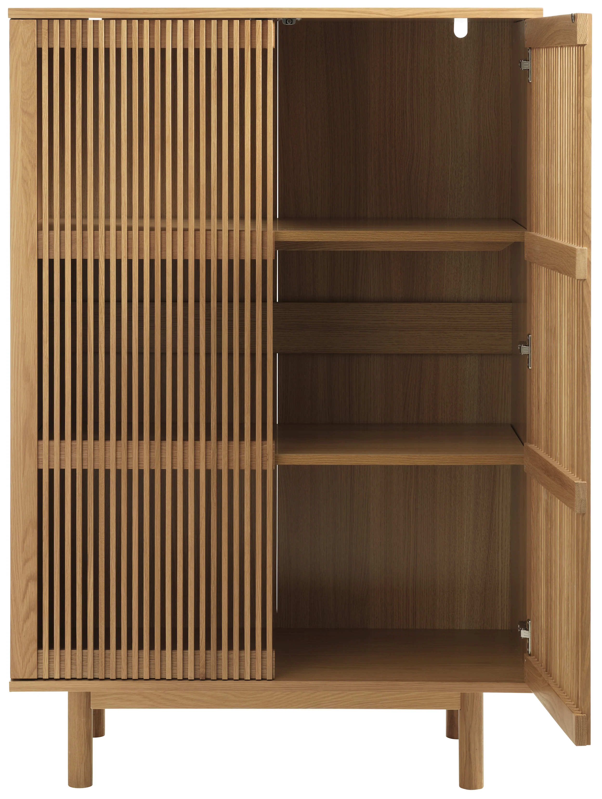 Komoda wysoka Bruzel 140 cm lamele dąb naturalny - Image 3